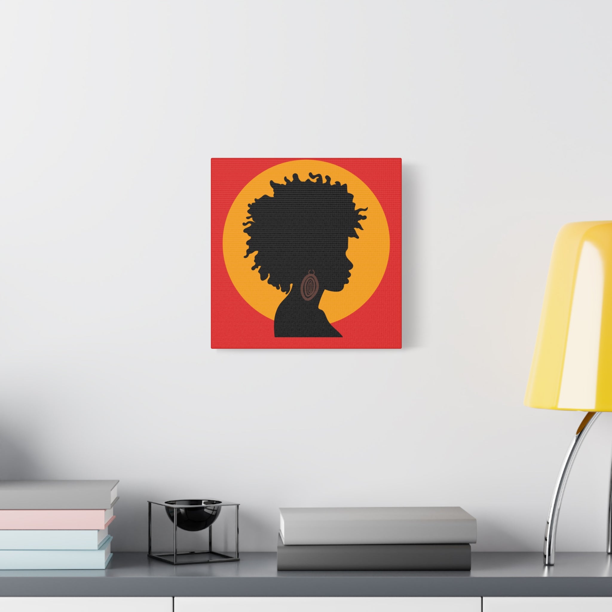 Black Woman Profile with Afro & Earring - Canvas Art