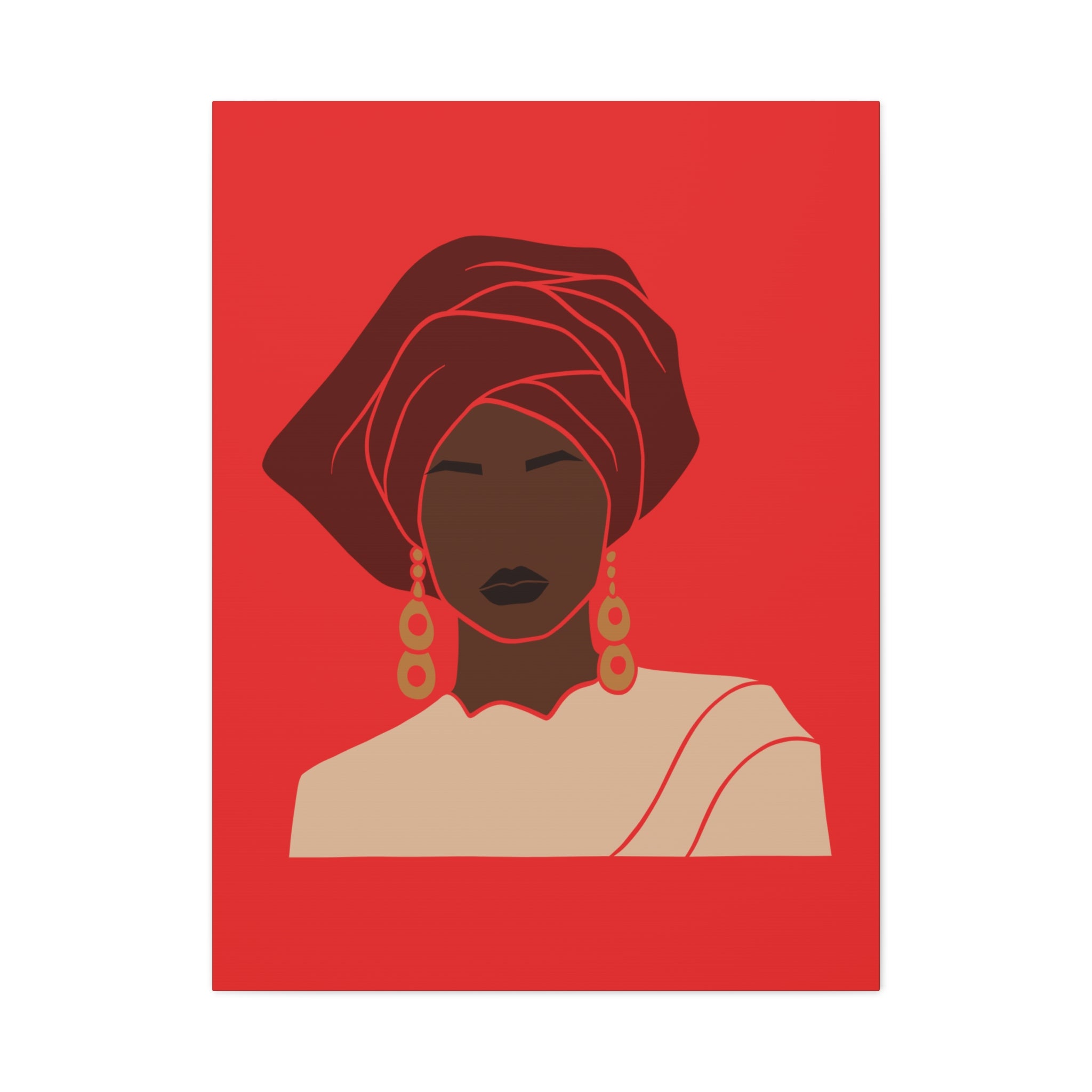 Bold Afrocentric Woman Headwrap —Canvasl Art