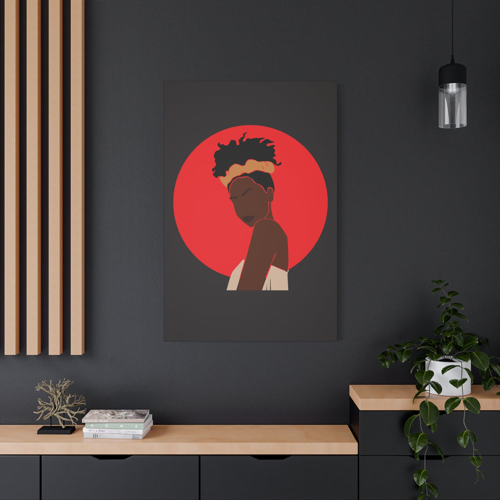 Woman Silhouette with Red Sun — Canvas Art