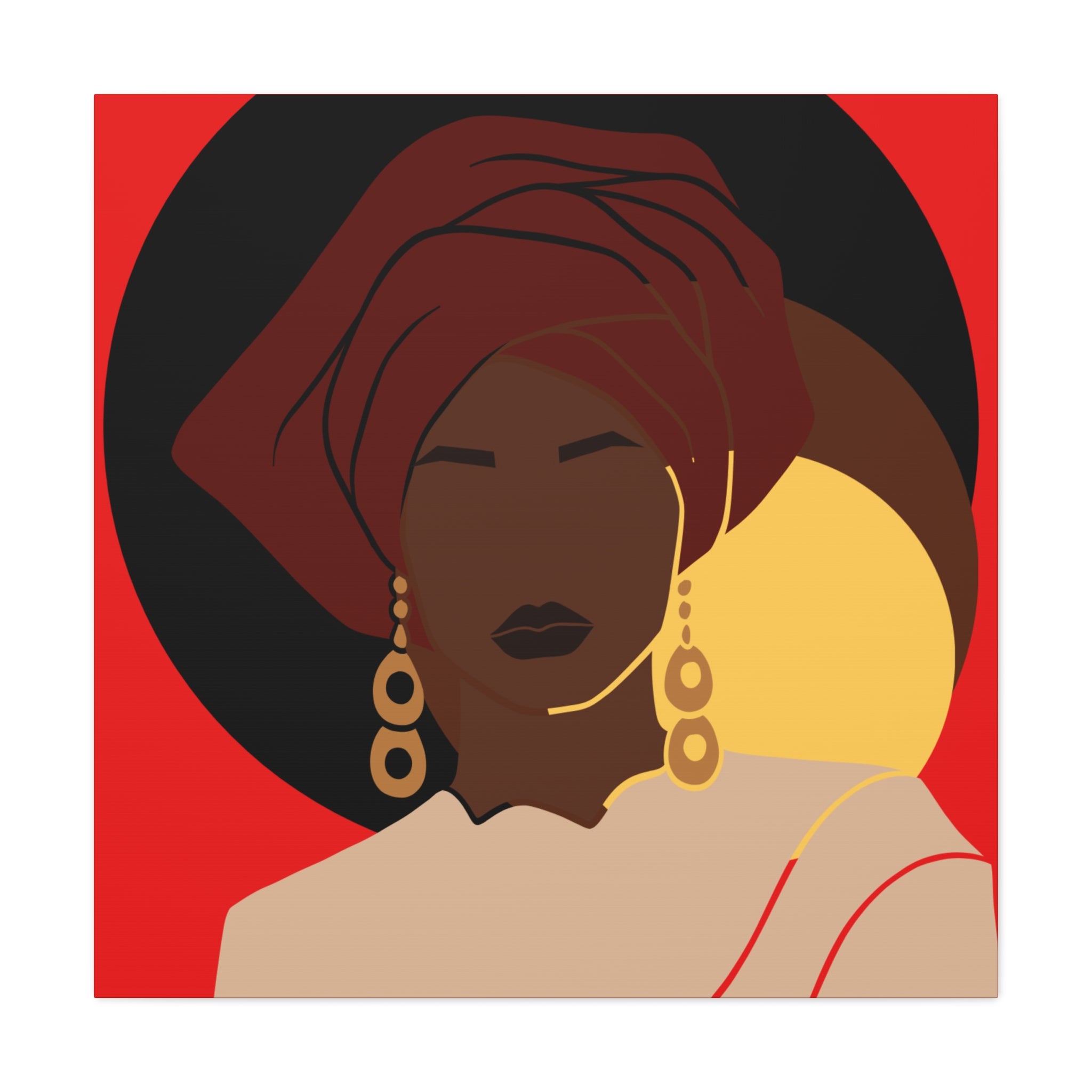 African Woman Black, Brown, and Yellow — Canvas Art