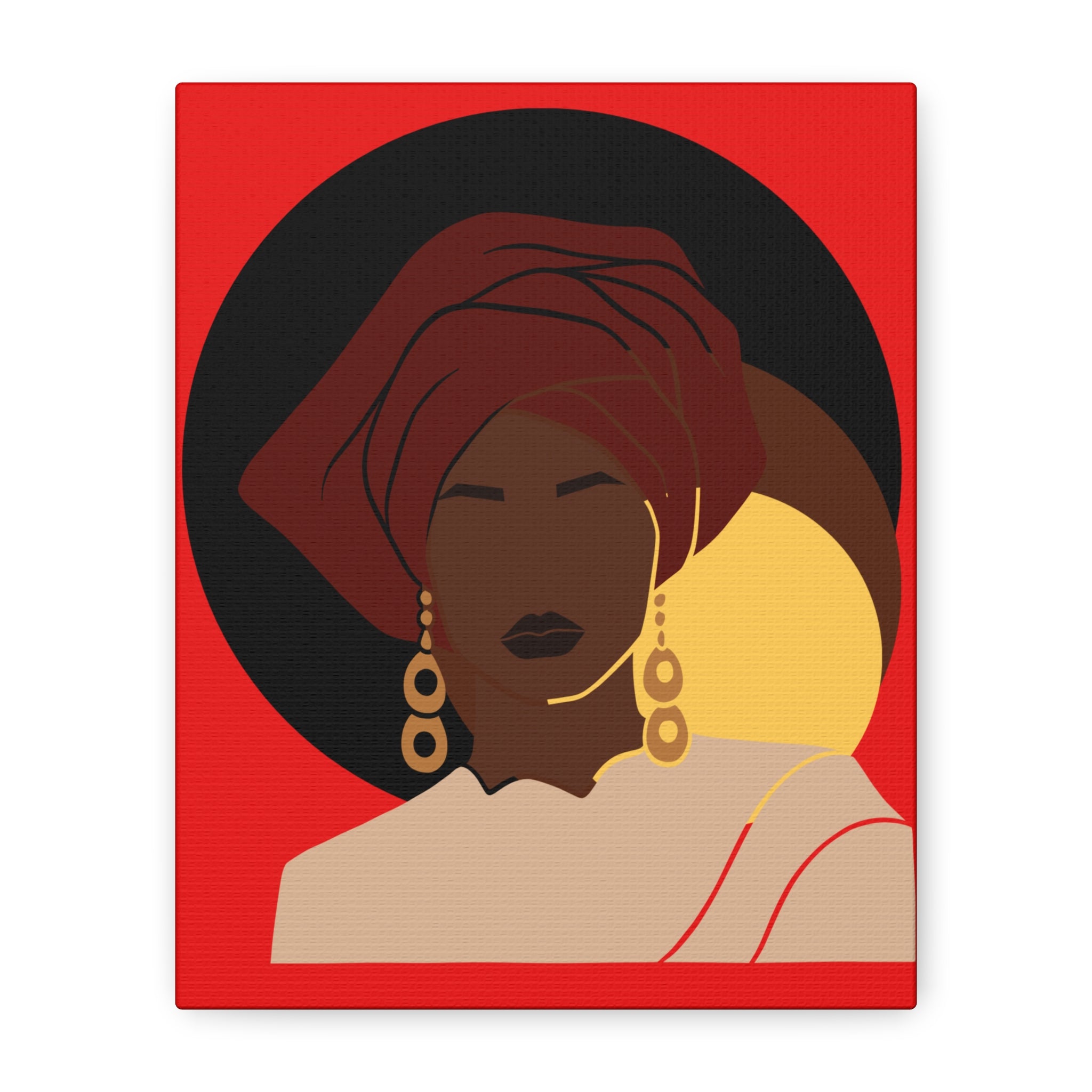 African Woman Black, Brown, and Yellow — Canvas Art