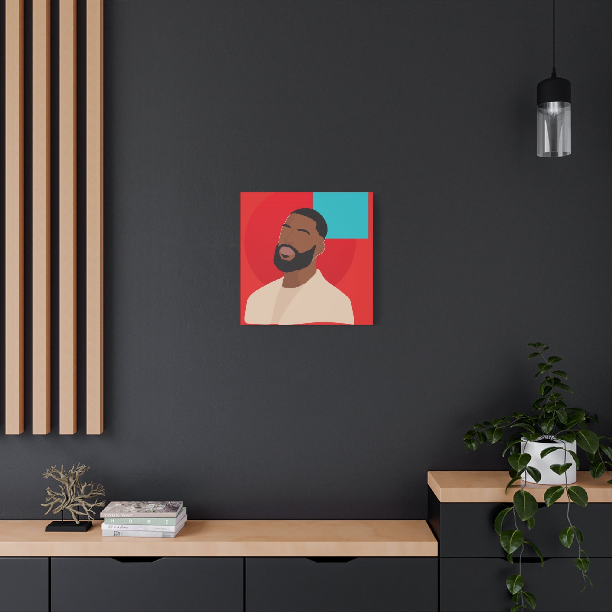 Male Modern Red & Teal — Canvas Art