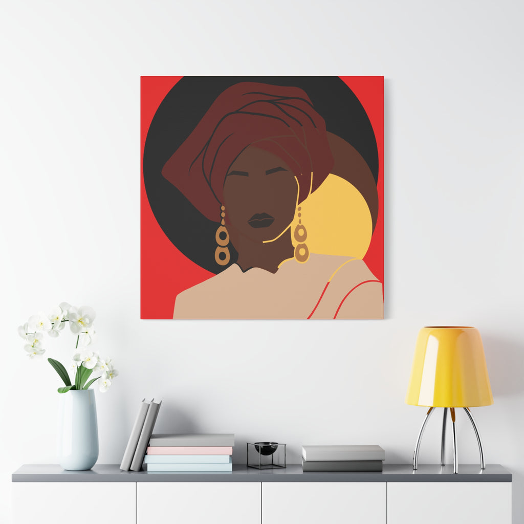 African Woman Black, Brown, and Yellow — Canvas Art