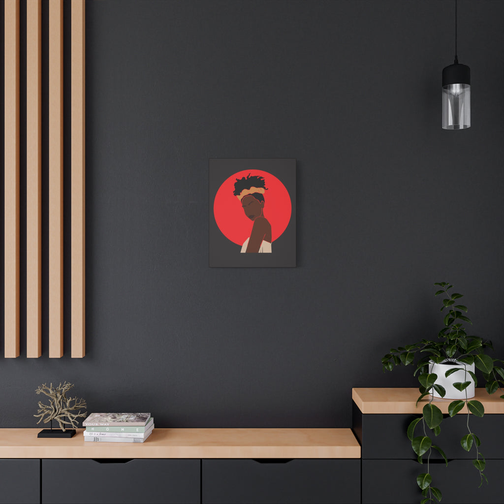 Woman Silhouette with Red Sun — Canvas Art