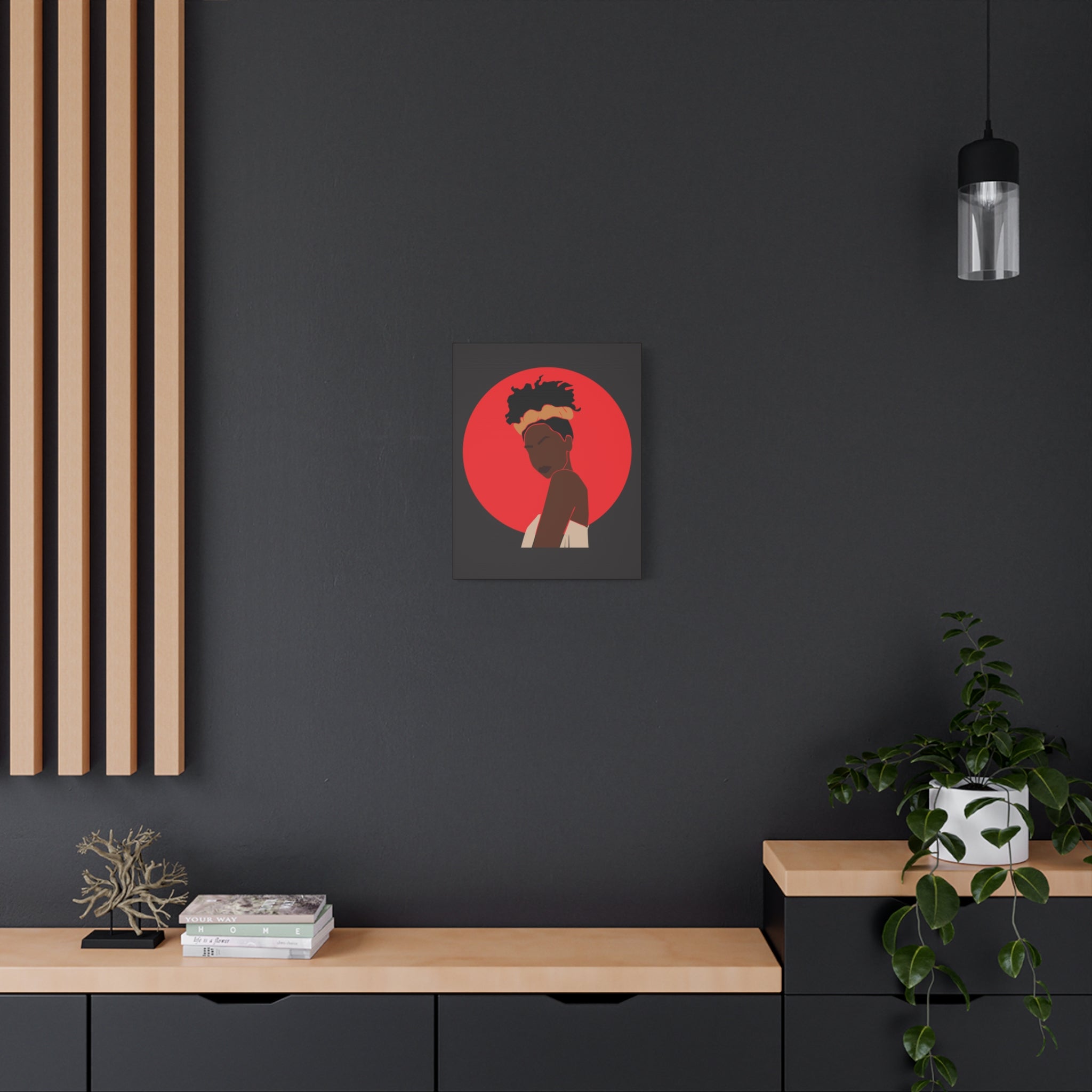 Woman Silhouette with Red Sun — Canvas Art