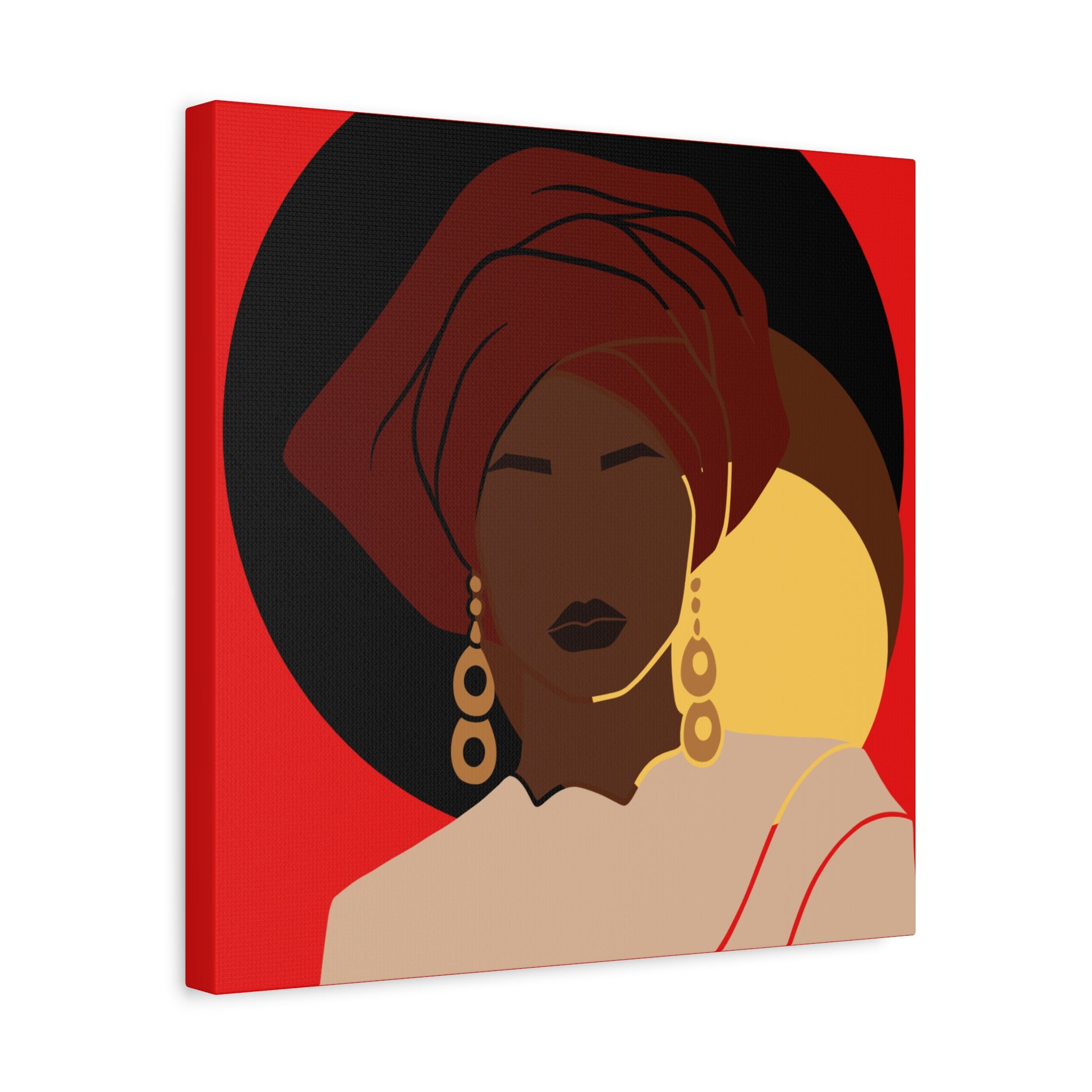 African Woman Black, Brown, and Yellow — Canvas Art