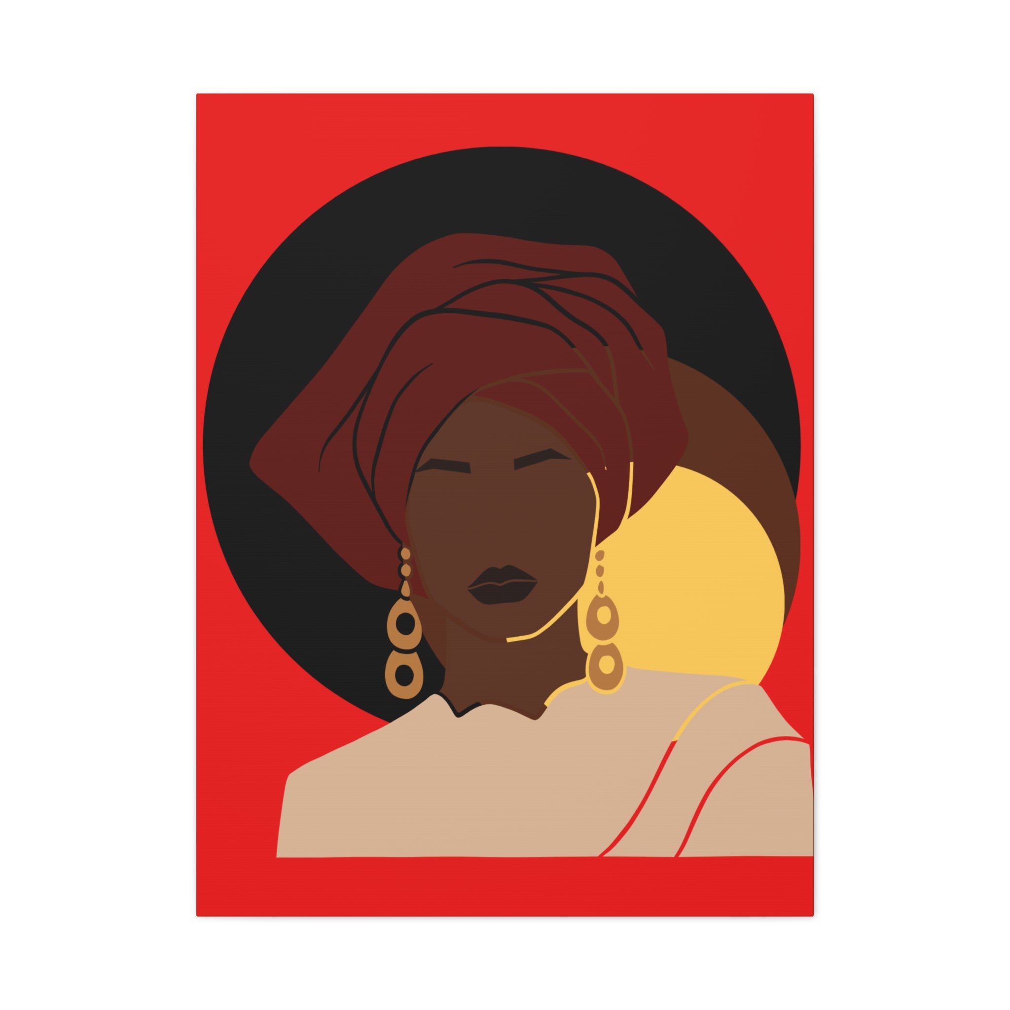 African Woman Black, Brown, and Yellow — Canvas Art