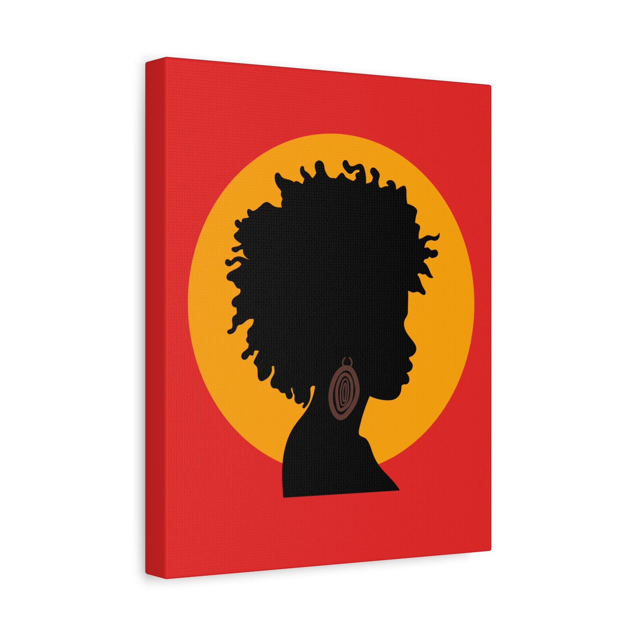 Black Woman Profile with Afro & Earring - Canvas Art