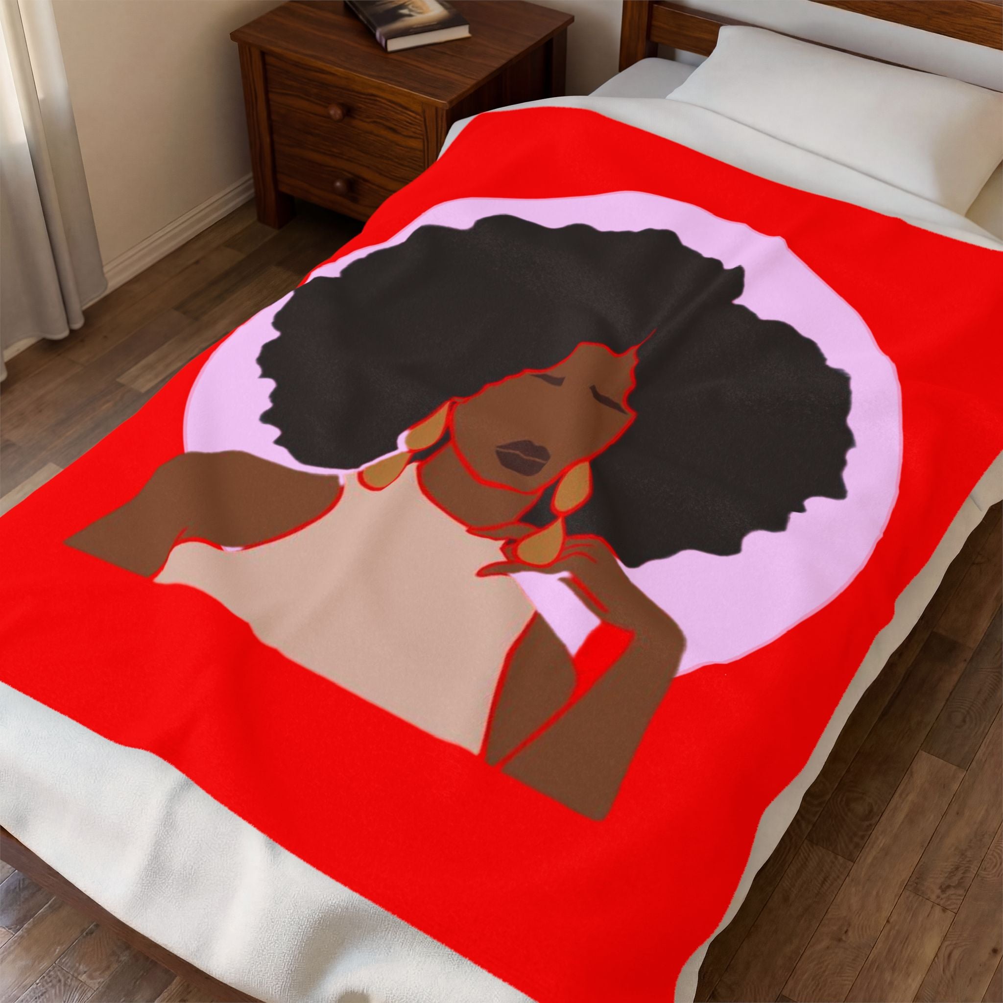 Afrocentric Woman in Red - Blanket