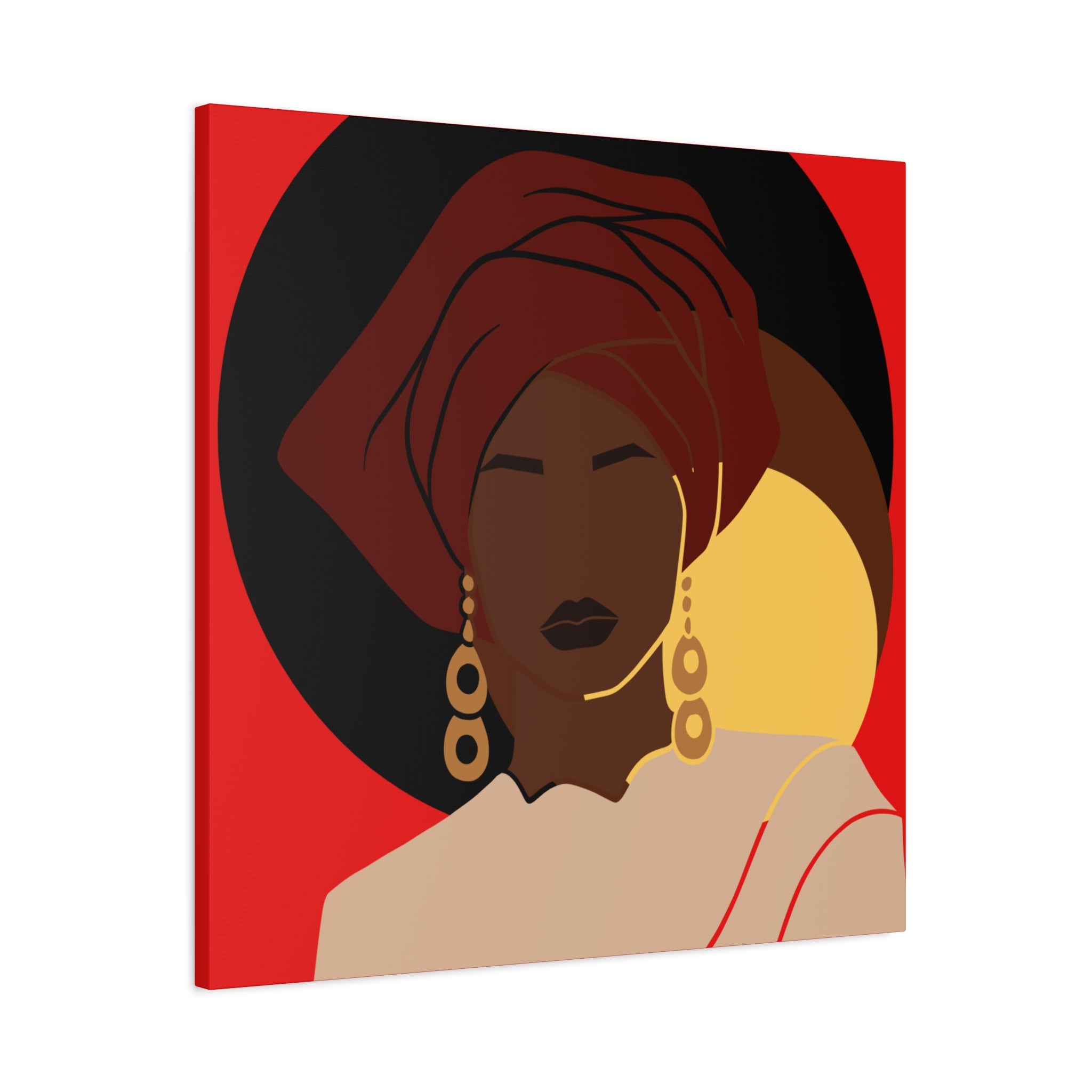 African Woman Black, Brown, and Yellow — Canvas Art