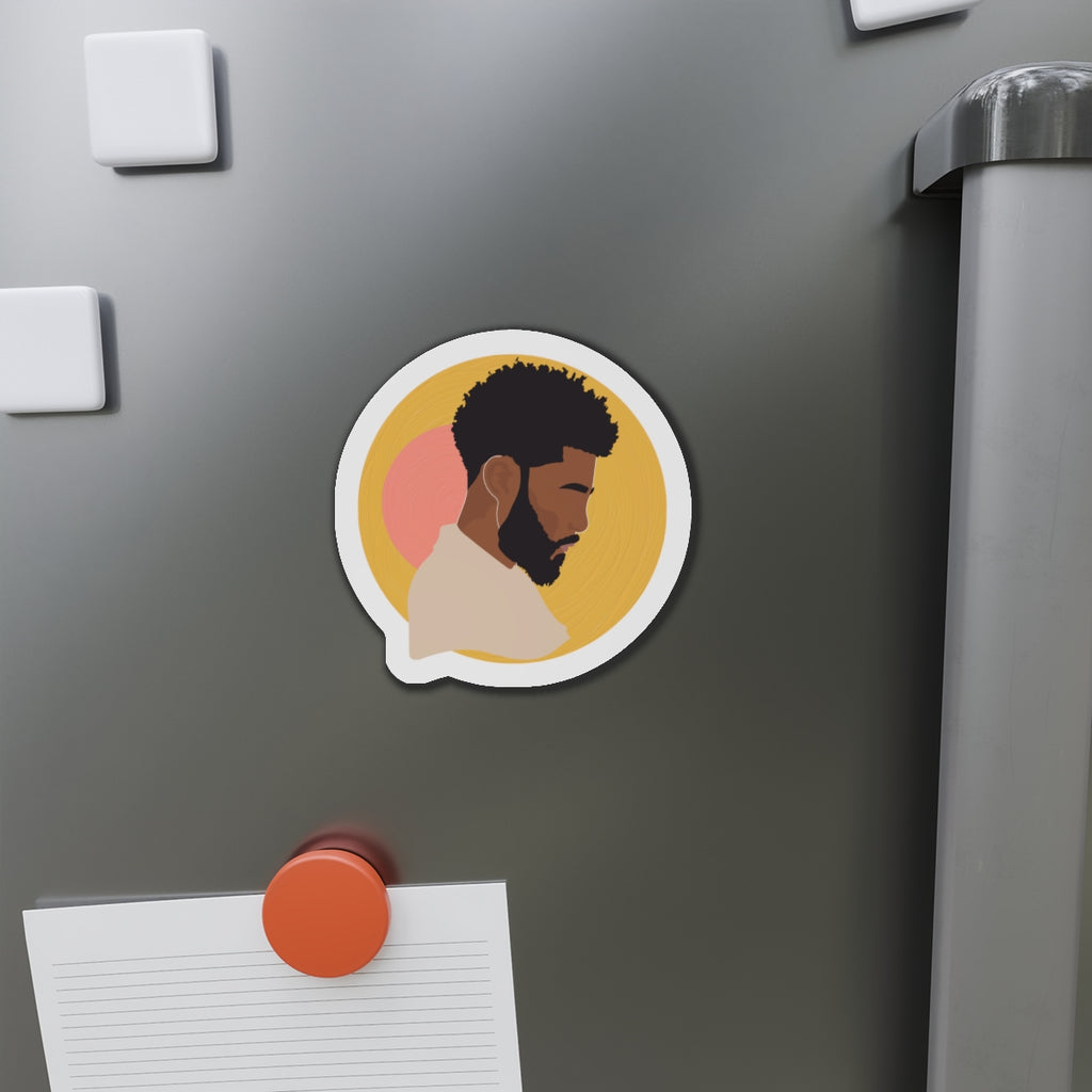 Black Male Silhouette, Warm Sun Background — Magnet