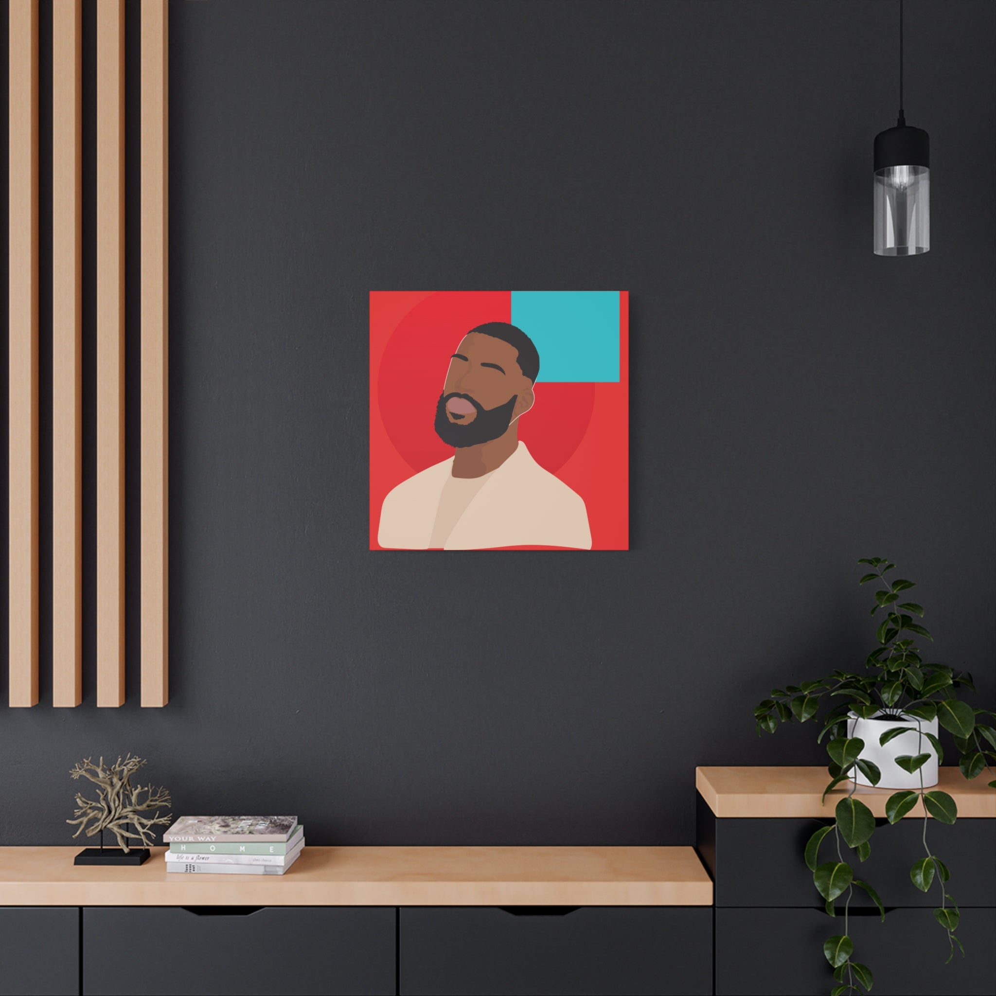 Male Modern Red & Teal — Canvas Art