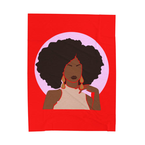 Afrocentric Woman in Red - Blanket