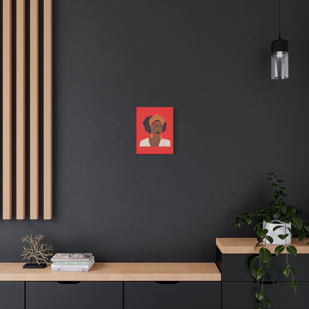 Bold Afrocentric Woman Portrait on Red - Canvas Art