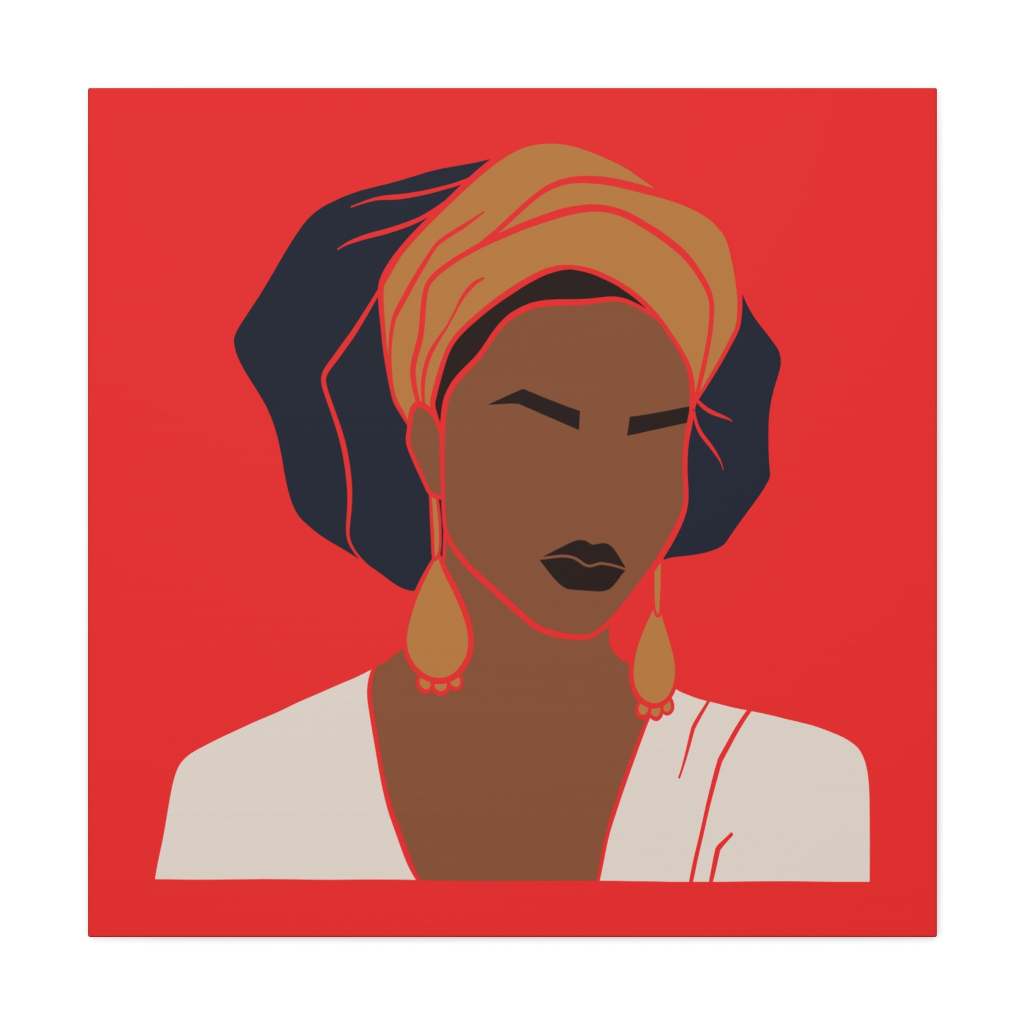 Bold Afrocentric Woman Portrait on Red - Canvas Art