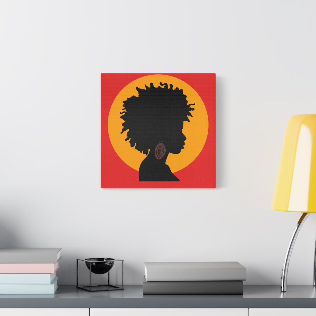 Black Woman Profile with Afro & Earring - Canvas Art