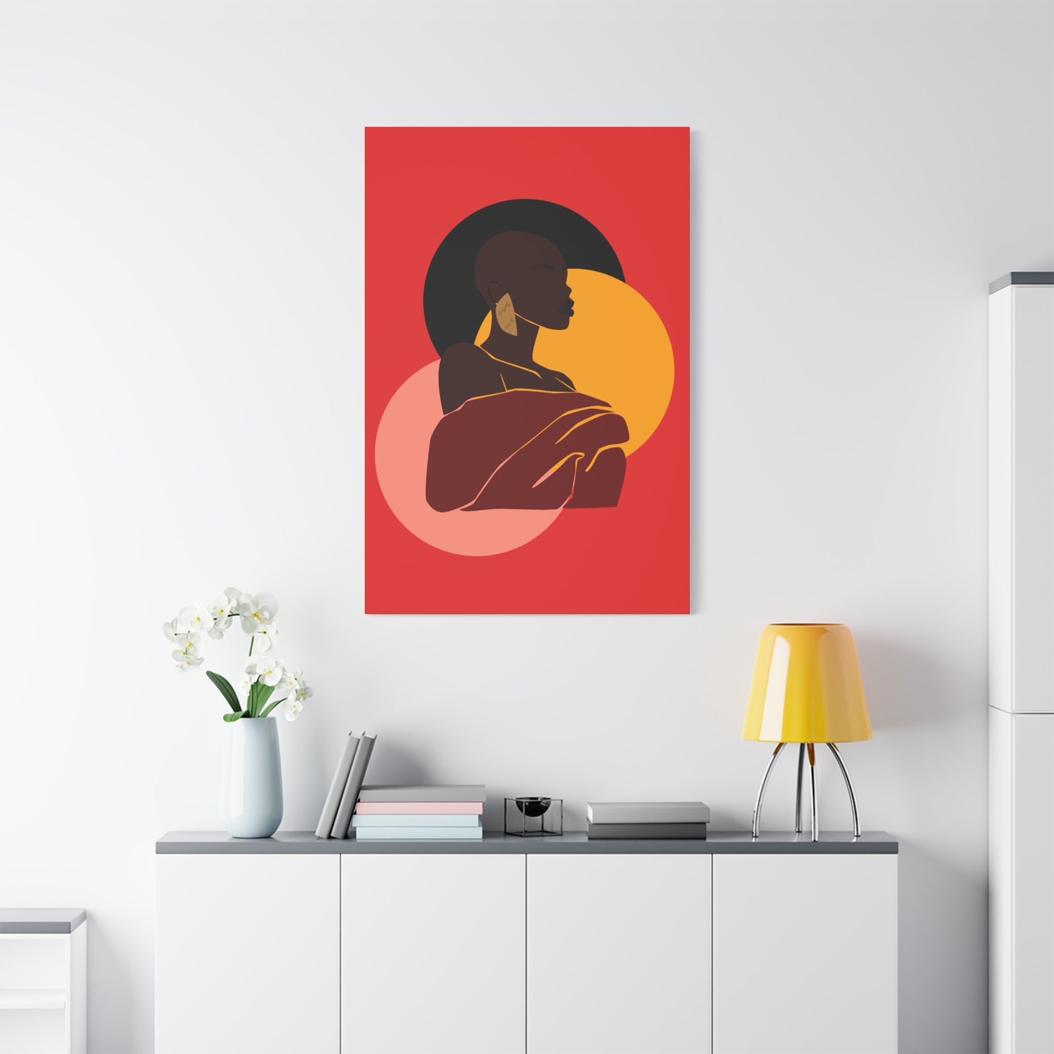 Bold Woman with Circles  –Canvas Art