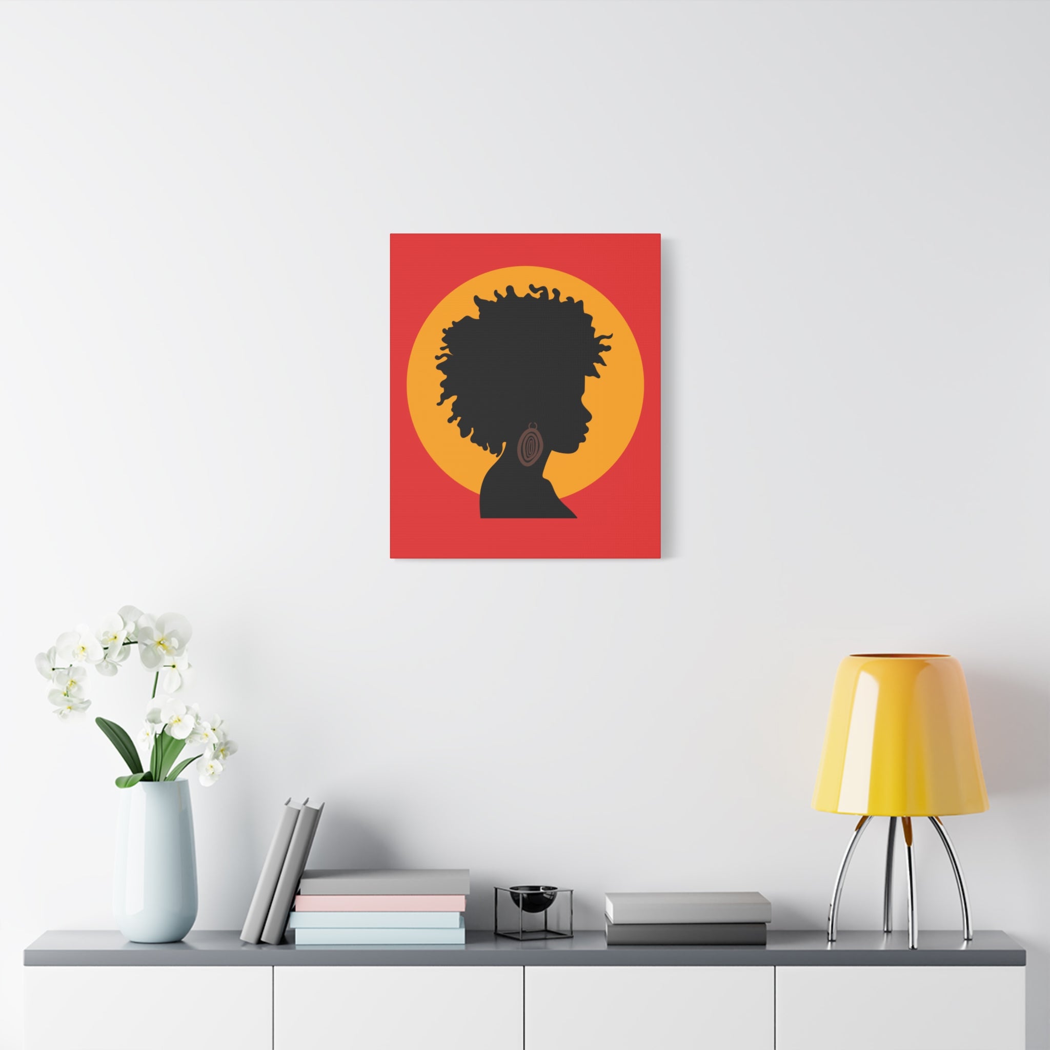 Black Woman Profile with Afro & Earring - Canvas Art