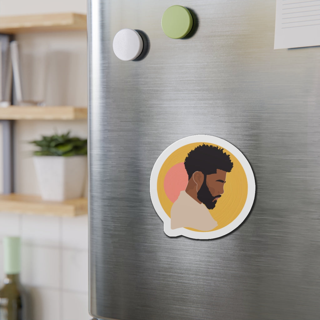 Black Male Silhouette, Warm Sun Background — Magnet