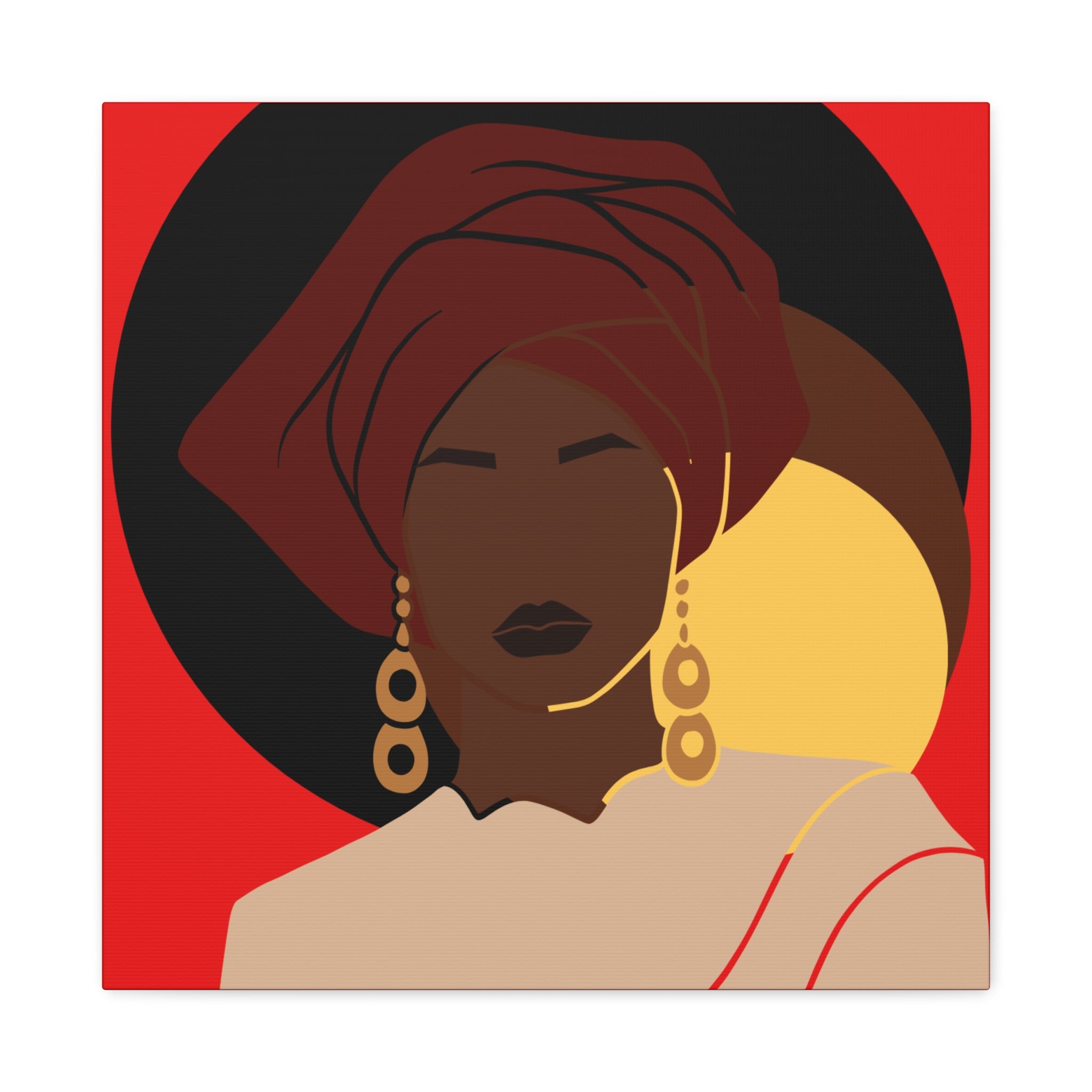 African Woman Black, Brown, and Yellow — Canvas Art