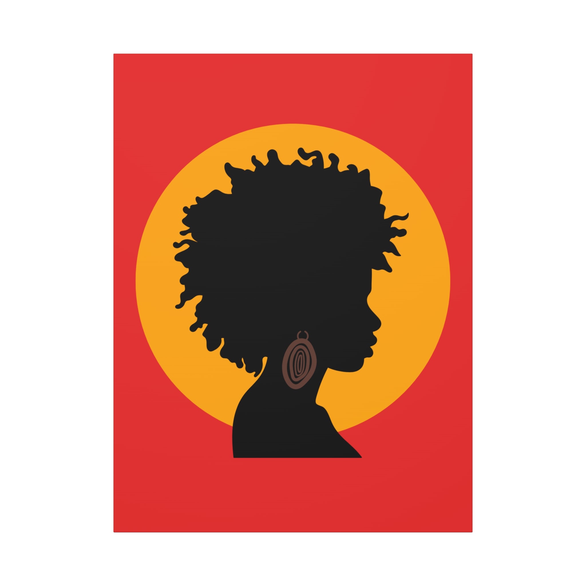 Black Woman Profile with Afro & Earring - Canvas Art