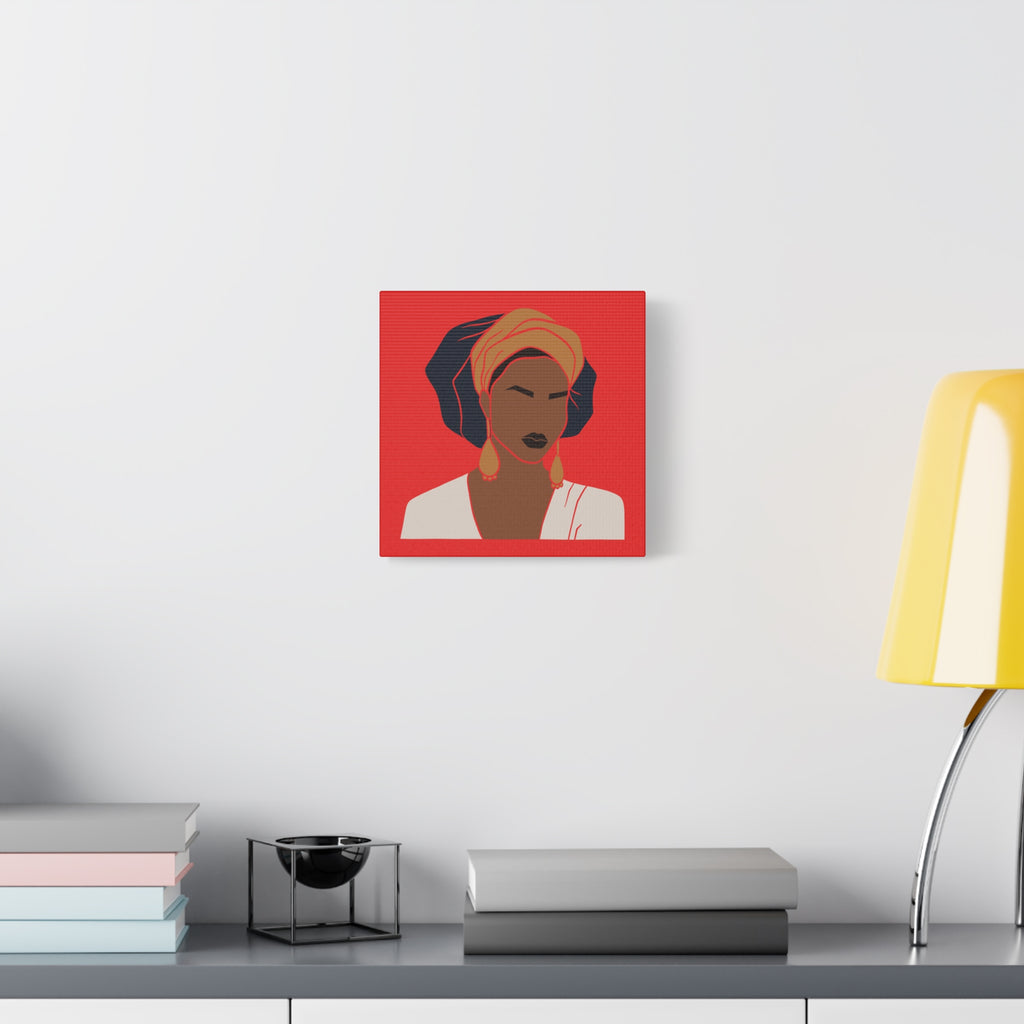 Bold Afrocentric Woman Portrait on Red - Canvas Art