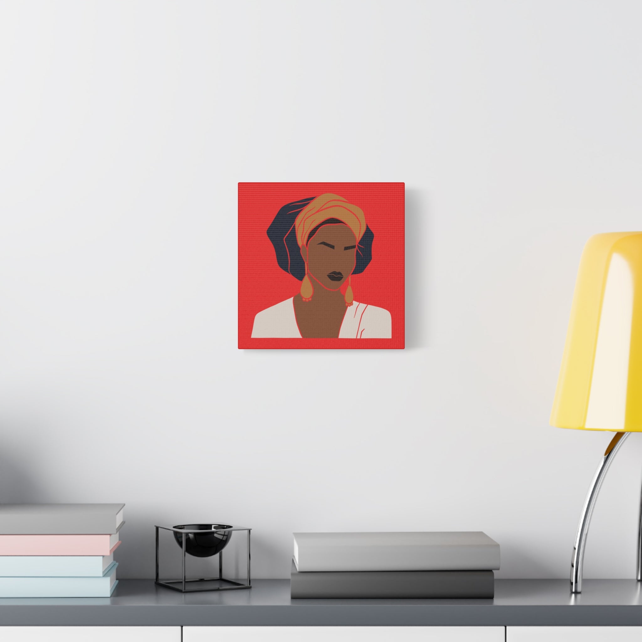 Bold Afrocentric Woman Portrait on Red - Canvas Art