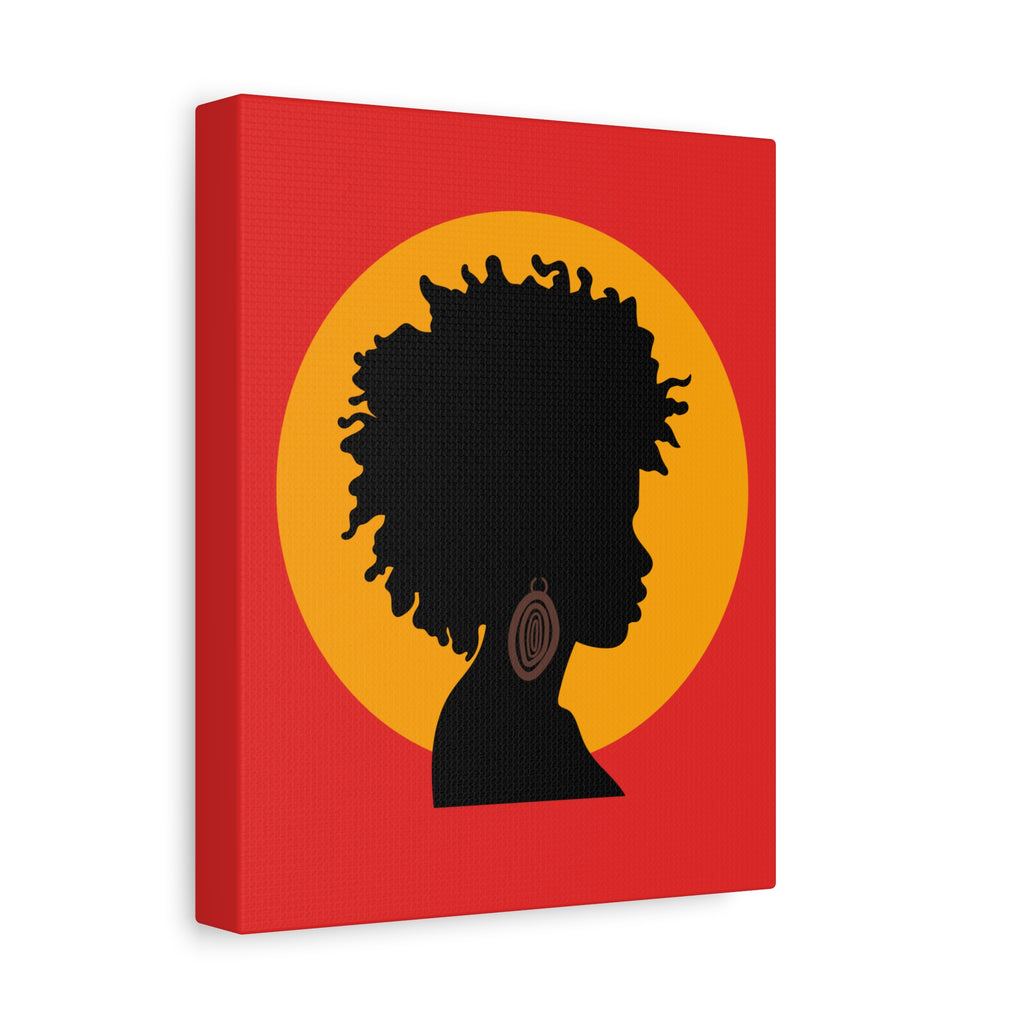 Black Woman Profile with Afro & Earring - Canvas Art