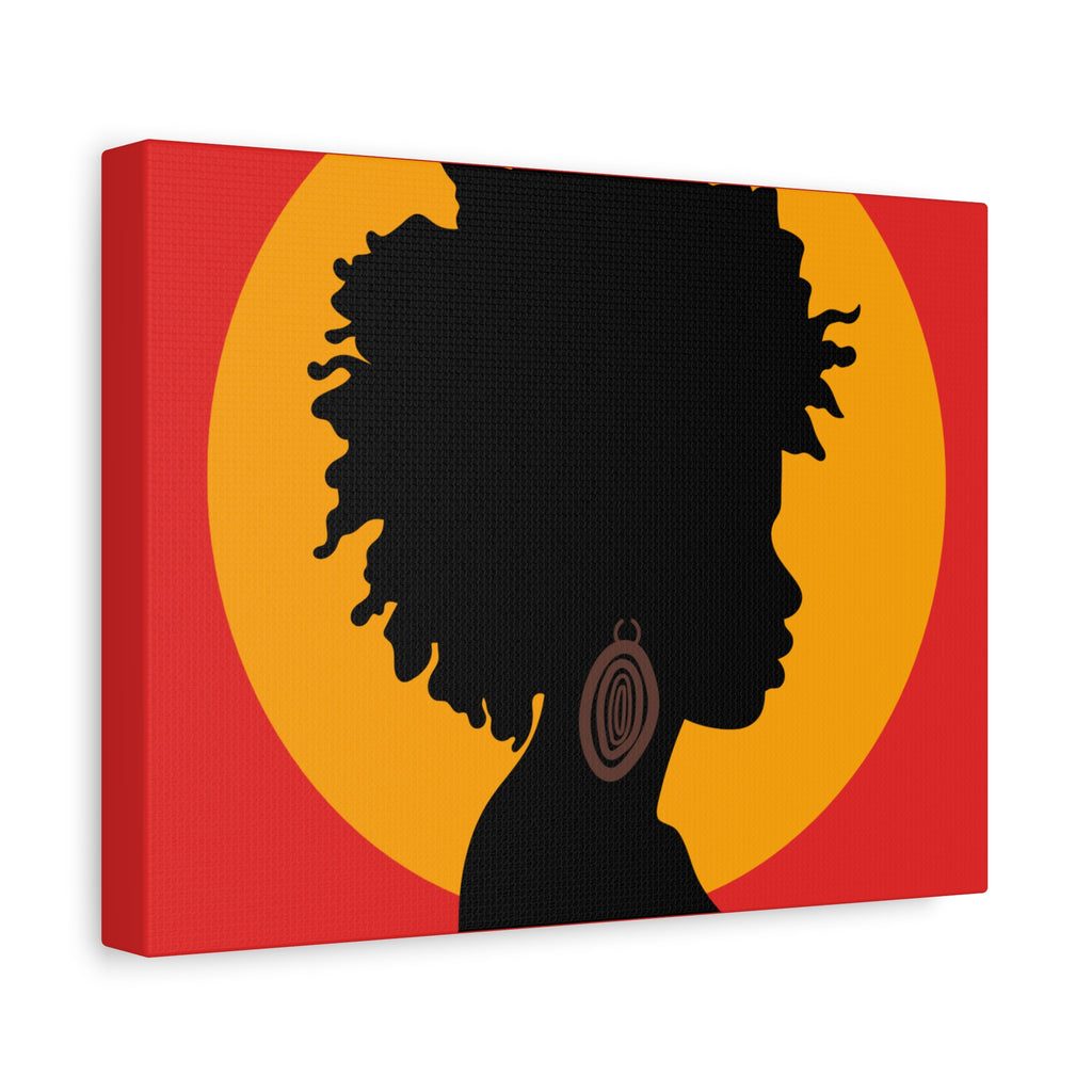 Black Woman Profile with Afro & Earring - Canvas Art