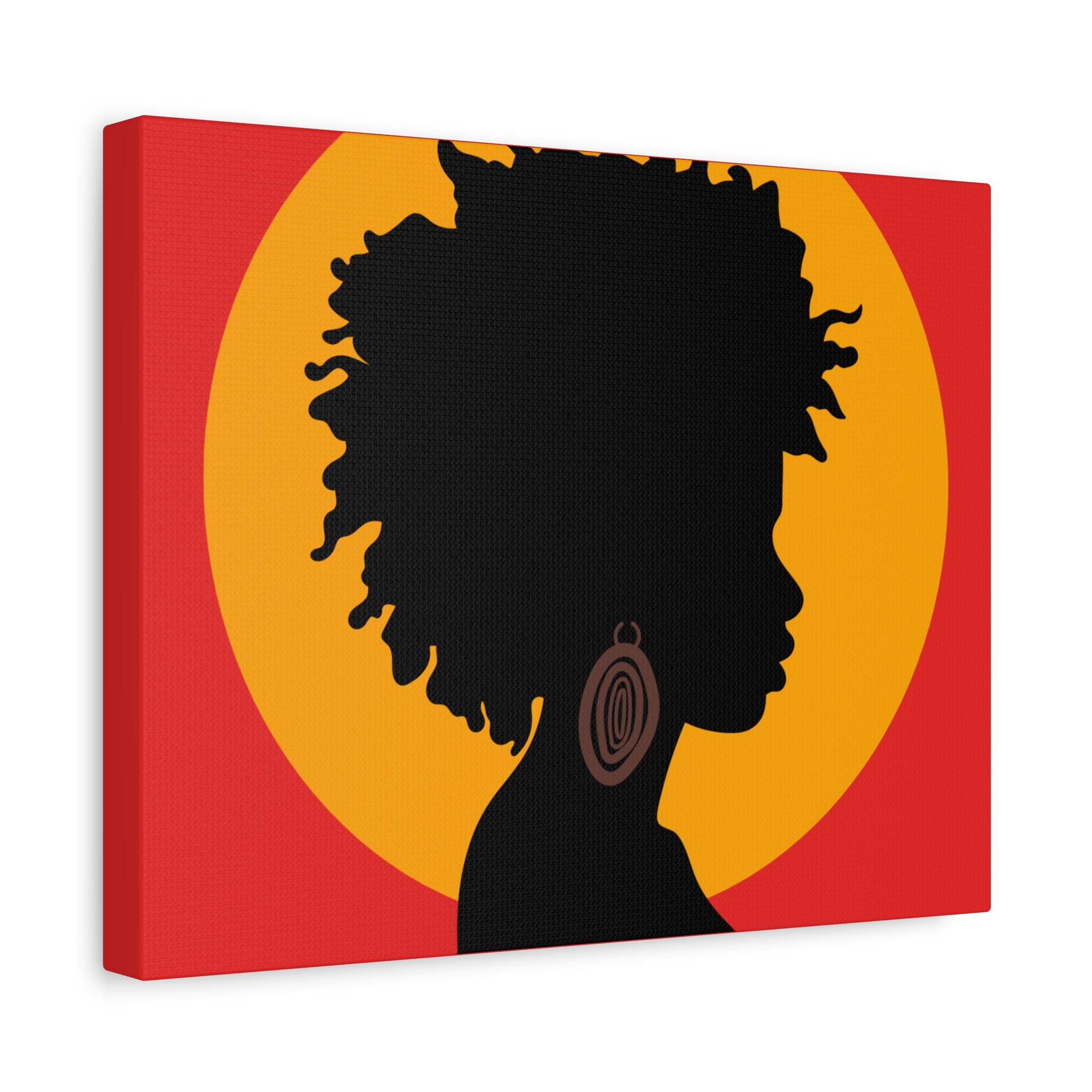 Black Woman Profile with Afro & Earring - Canvas Art