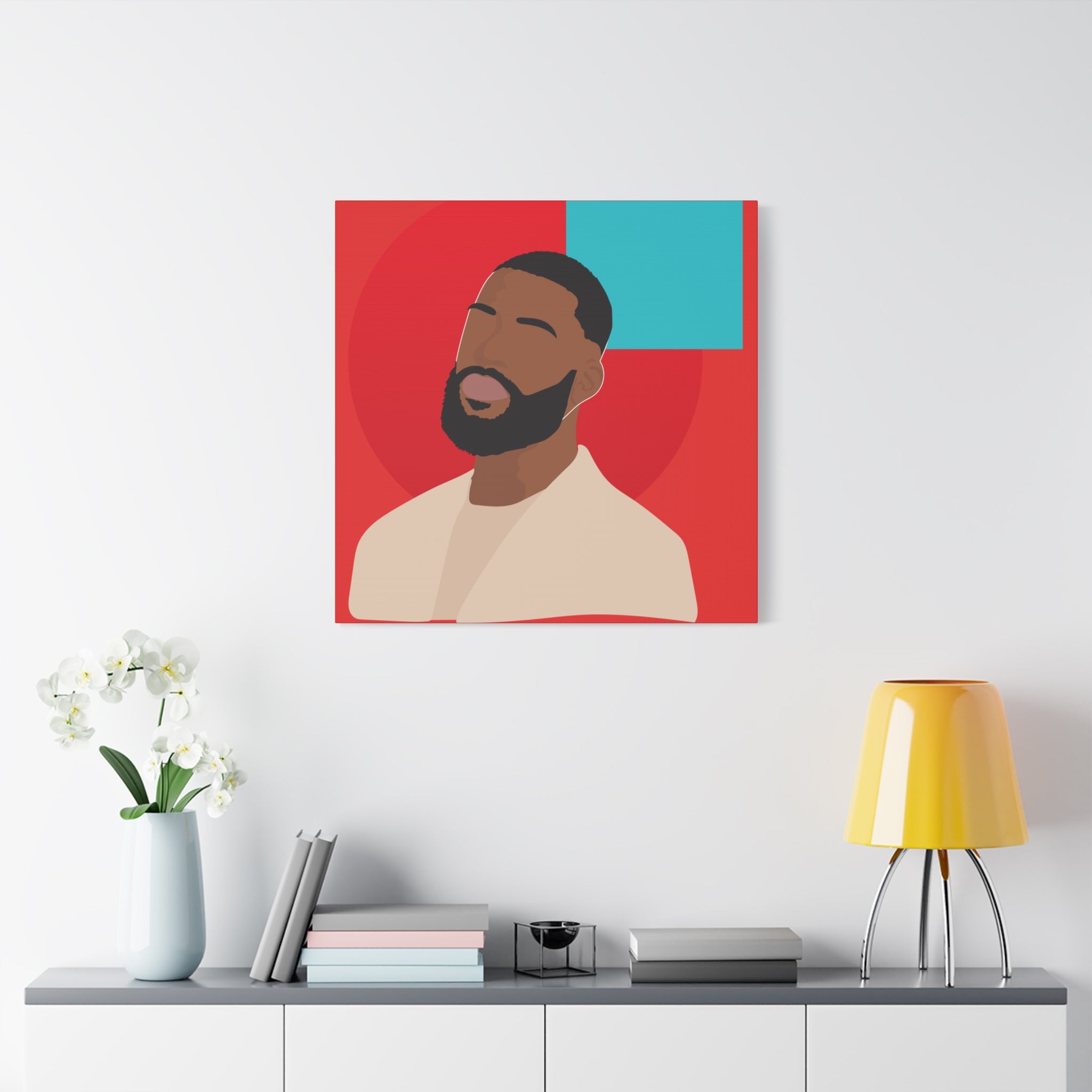 Male Modern Red & Teal — Canvas Art