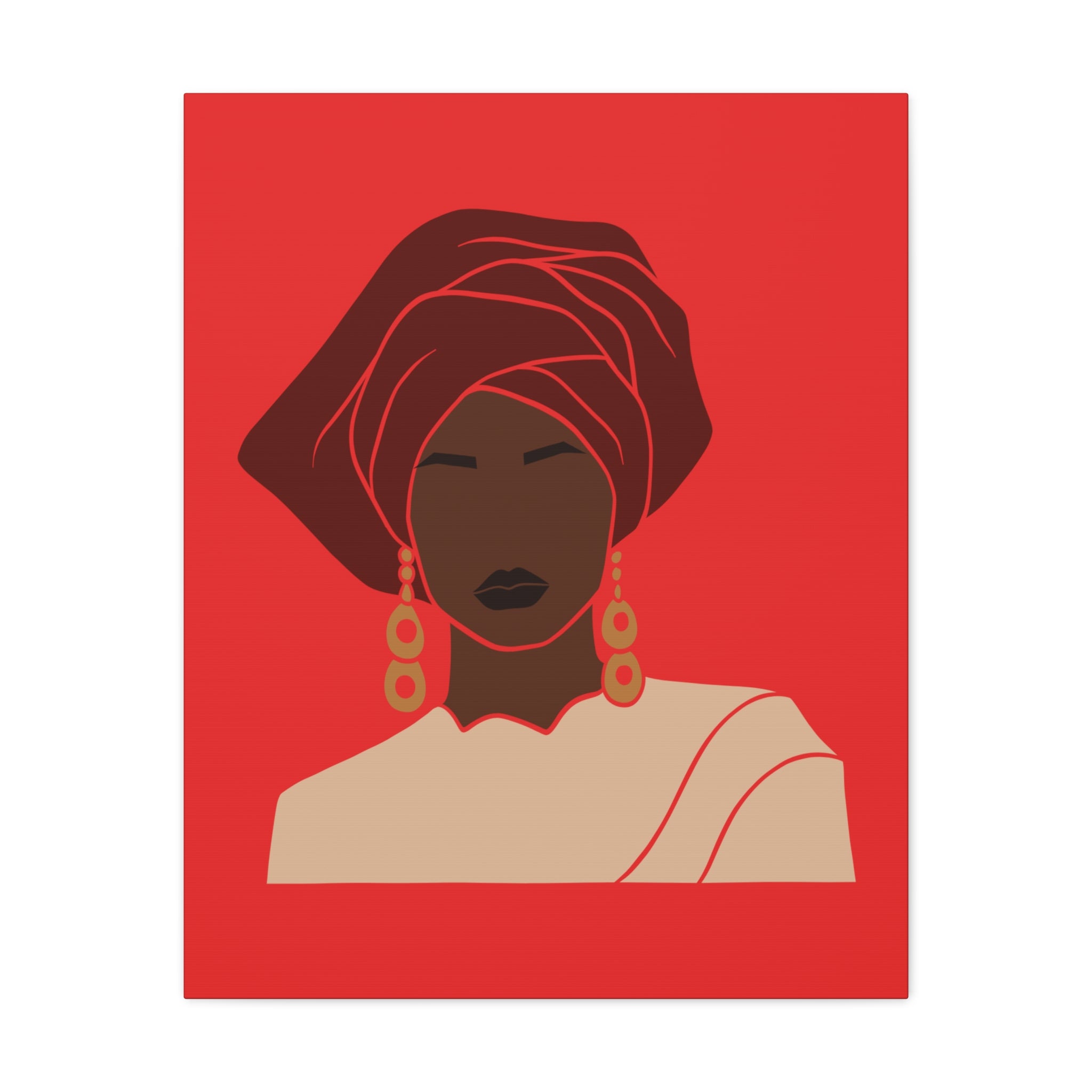 Bold Afrocentric Woman Headwrap —Canvasl Art