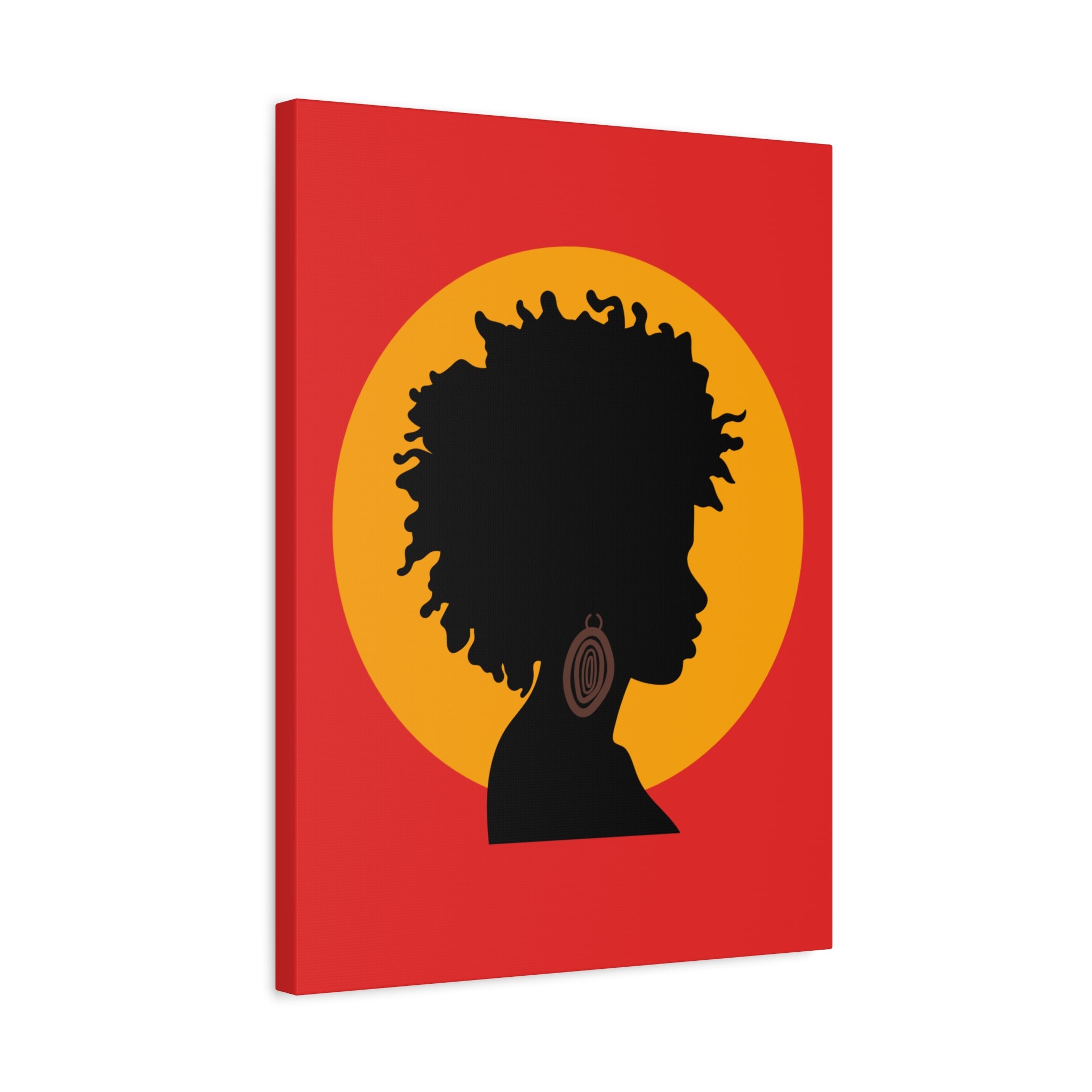 Black Woman Profile with Afro & Earring - Canvas Art
