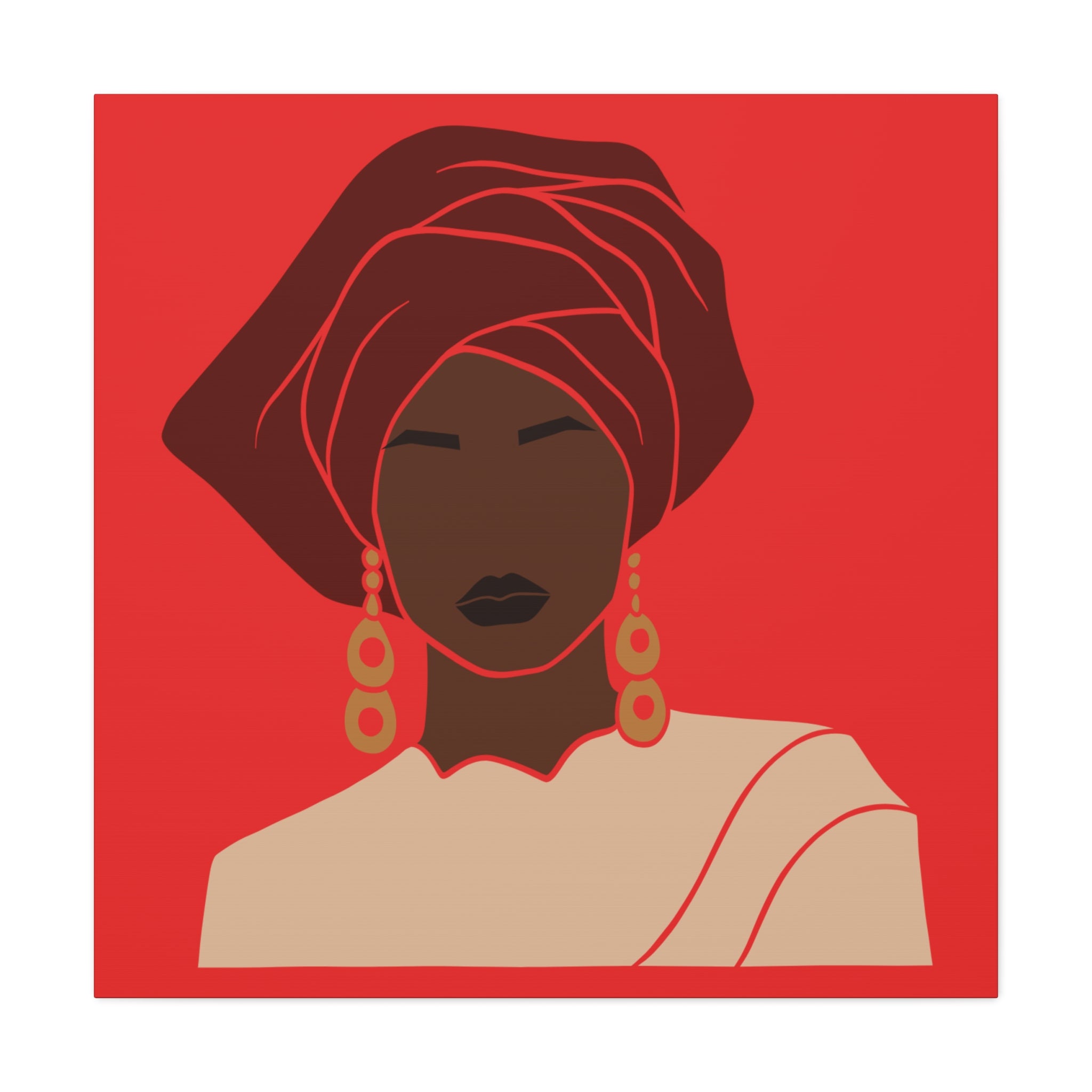Bold Afrocentric Woman Headwrap —Canvasl Art