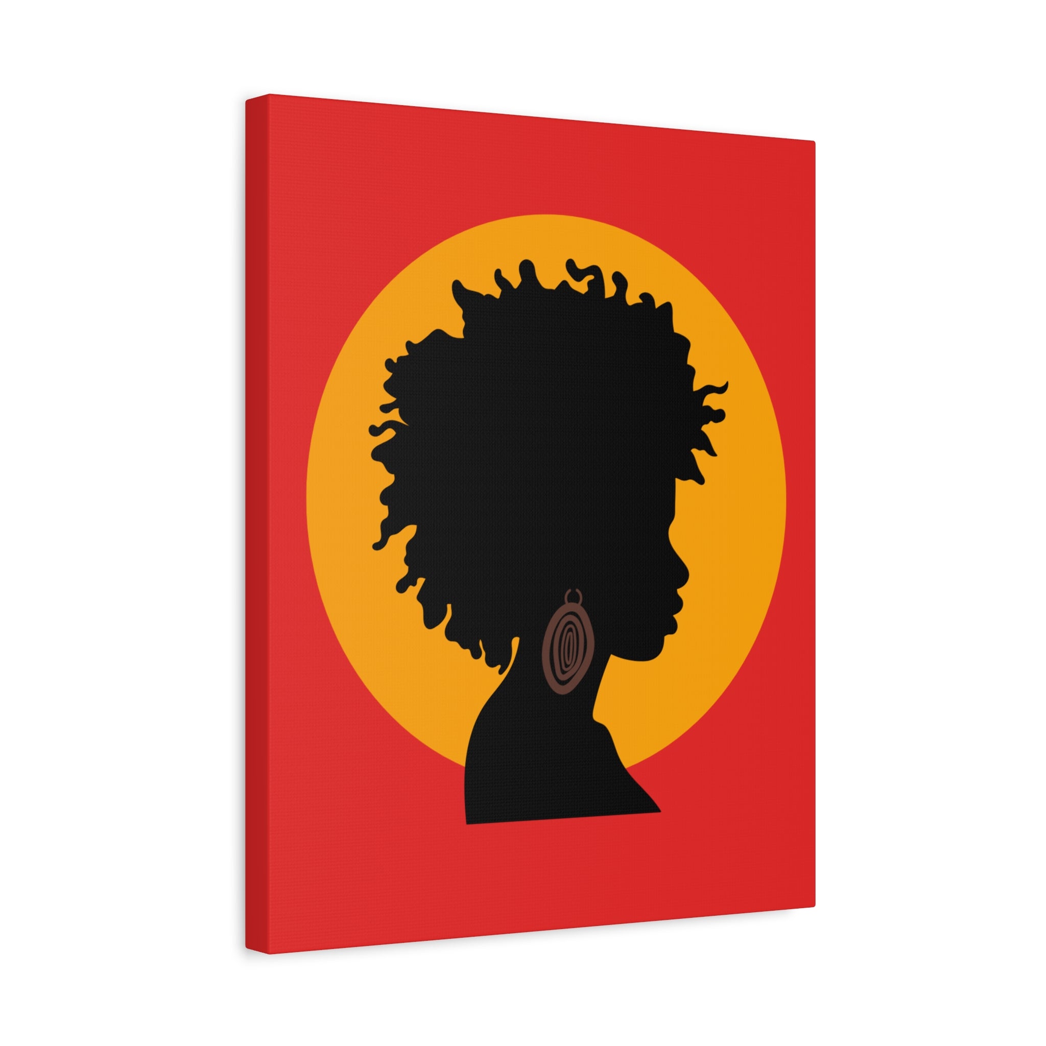 Black Woman Profile with Afro & Earring - Canvas Art
