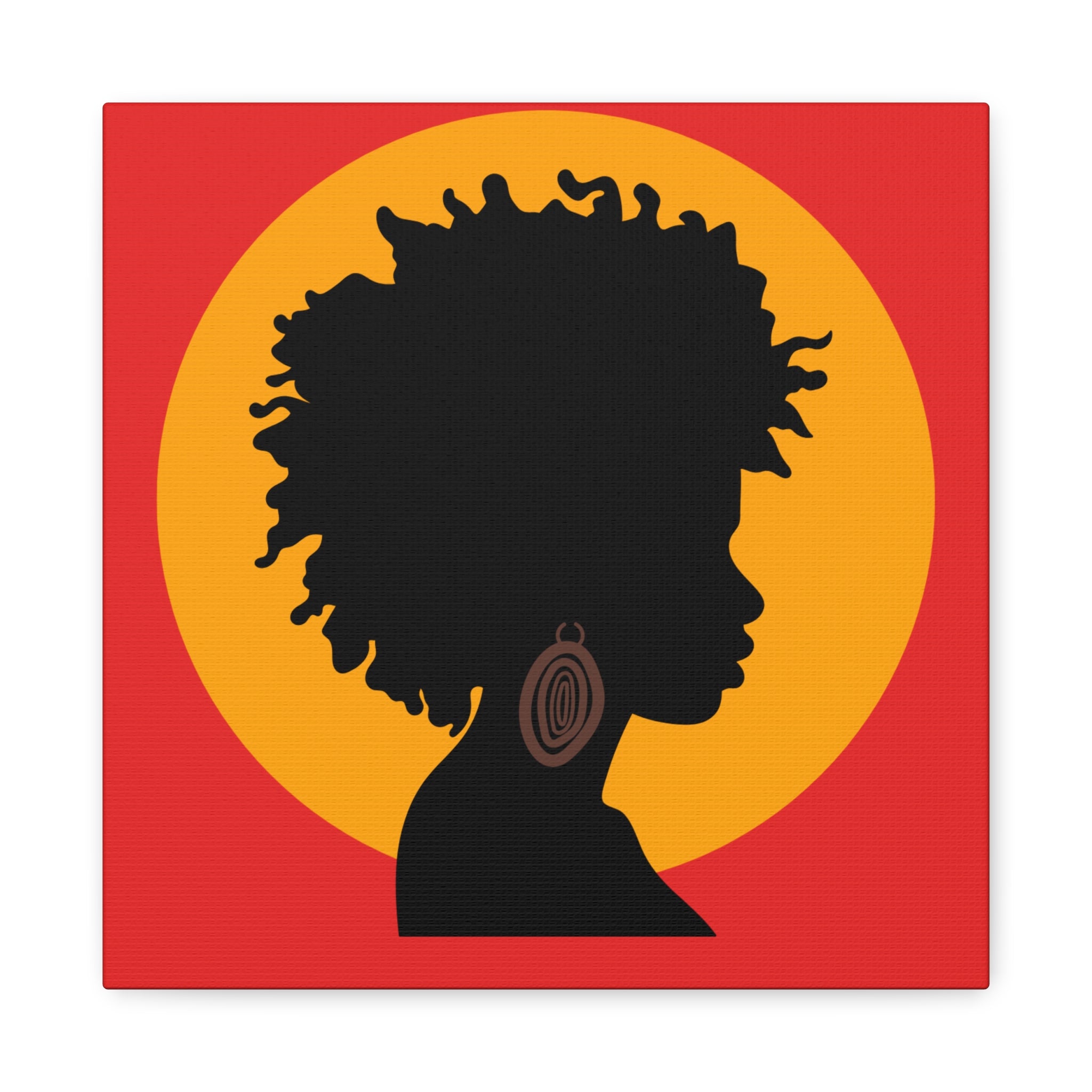 Black Woman Profile with Afro & Earring - Canvas Art
