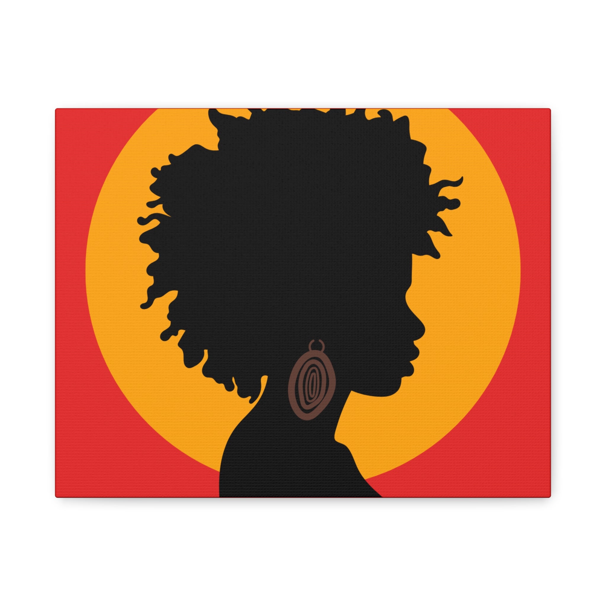 Black Woman Profile with Afro & Earring - Canvas Art