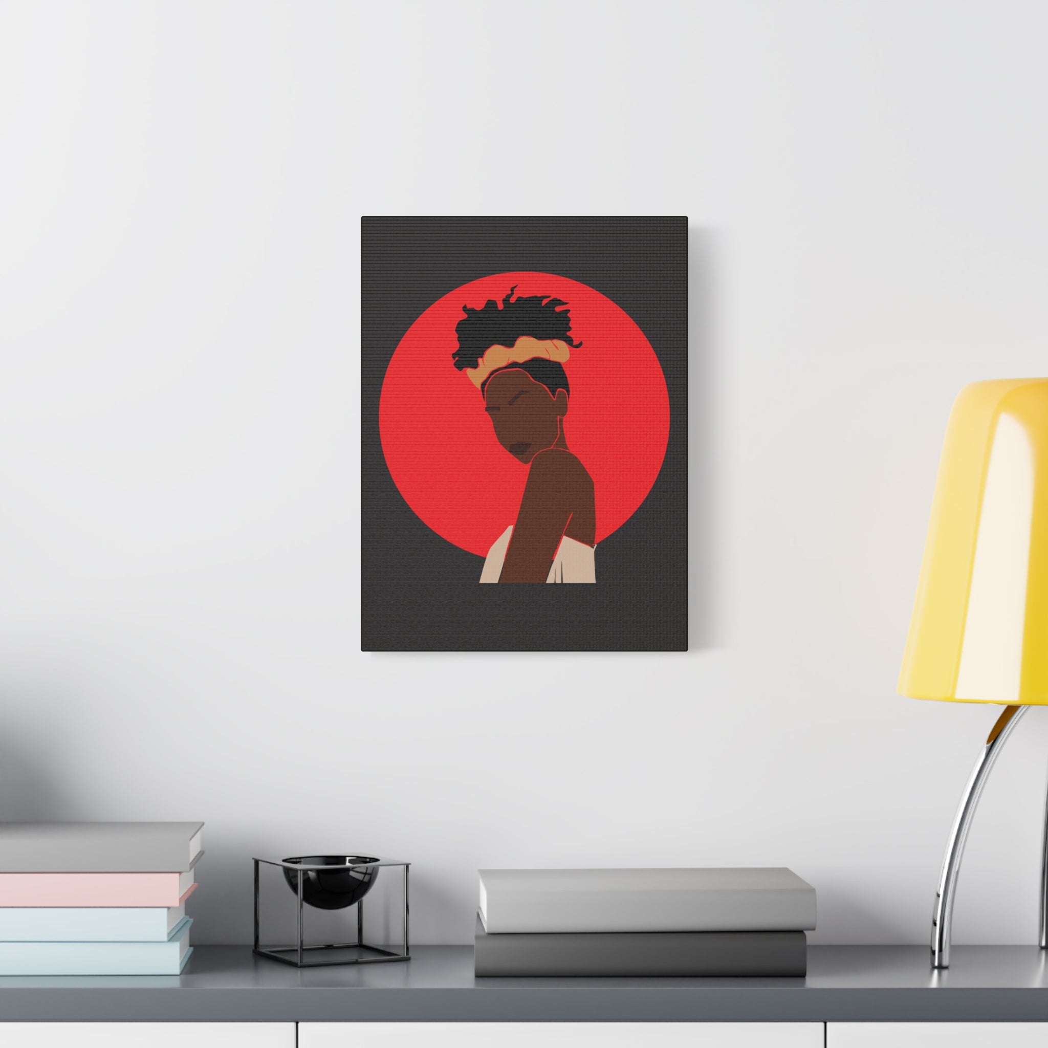 Woman Silhouette with Red Sun — Canvas Art