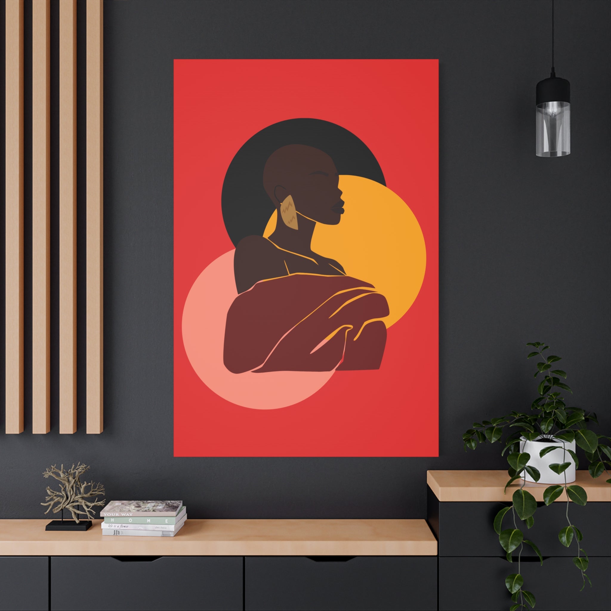 Bold Woman with Circles  –Canvas Art