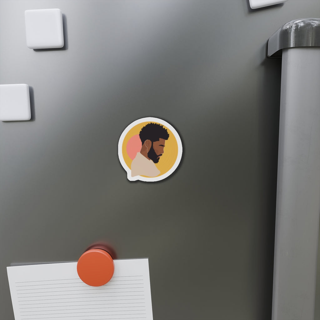 Black Male Silhouette, Warm Sun Background — Magnet