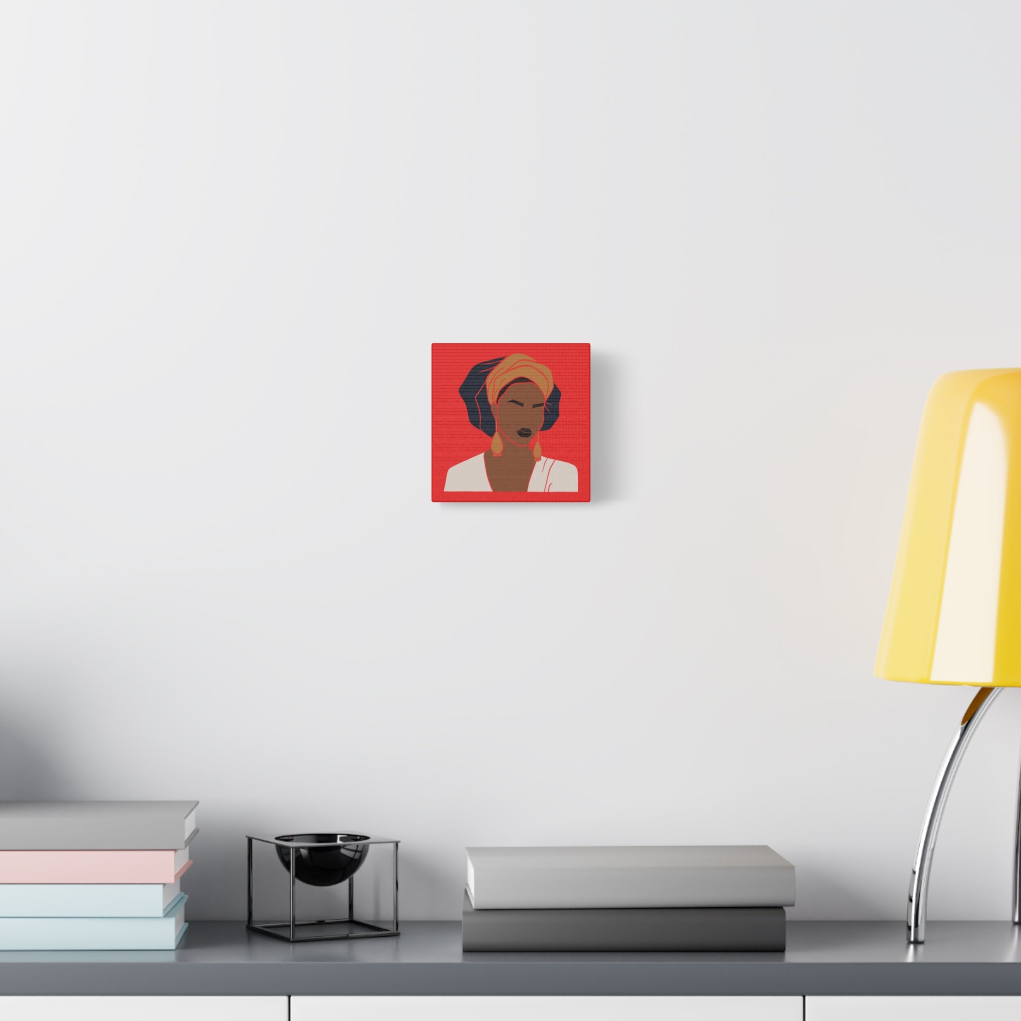 Bold Afrocentric Woman Portrait on Red - Canvas Art