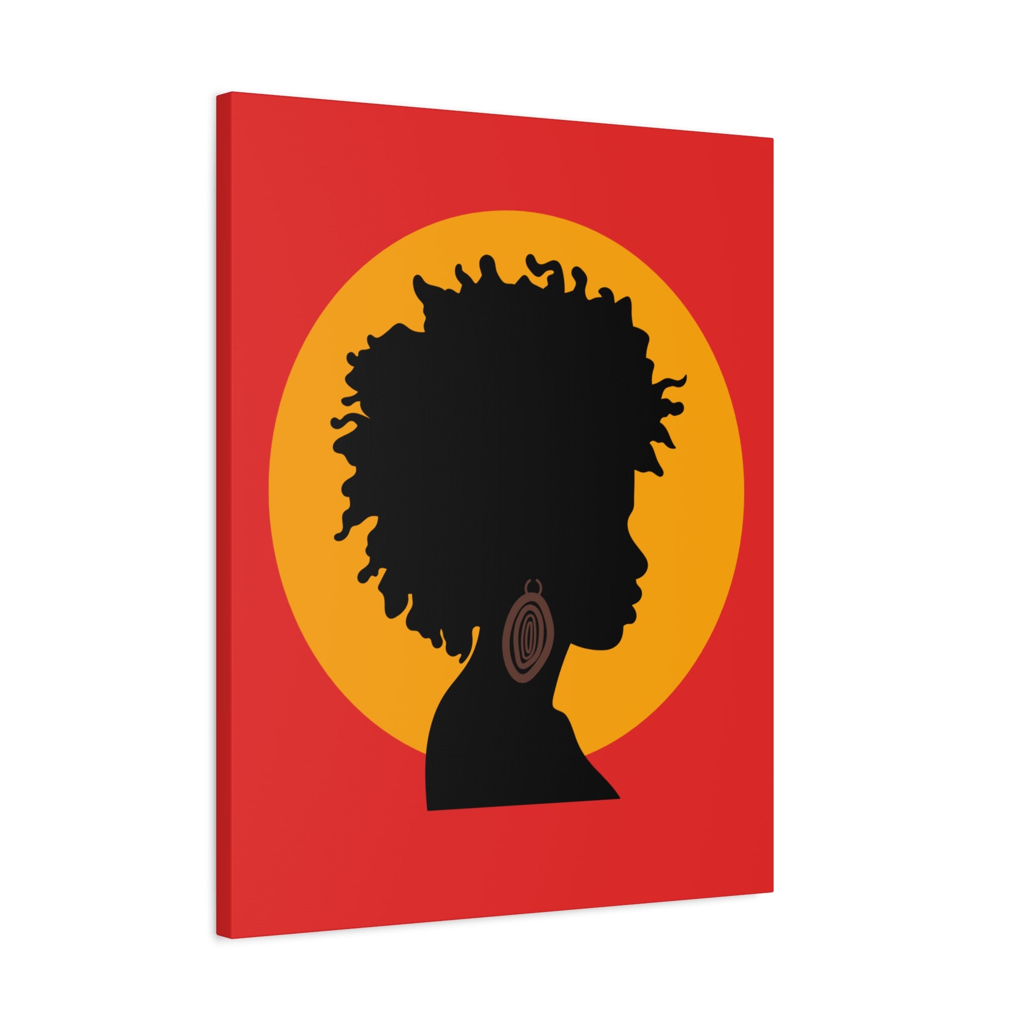 Black Woman Profile with Afro & Earring - Canvas Art