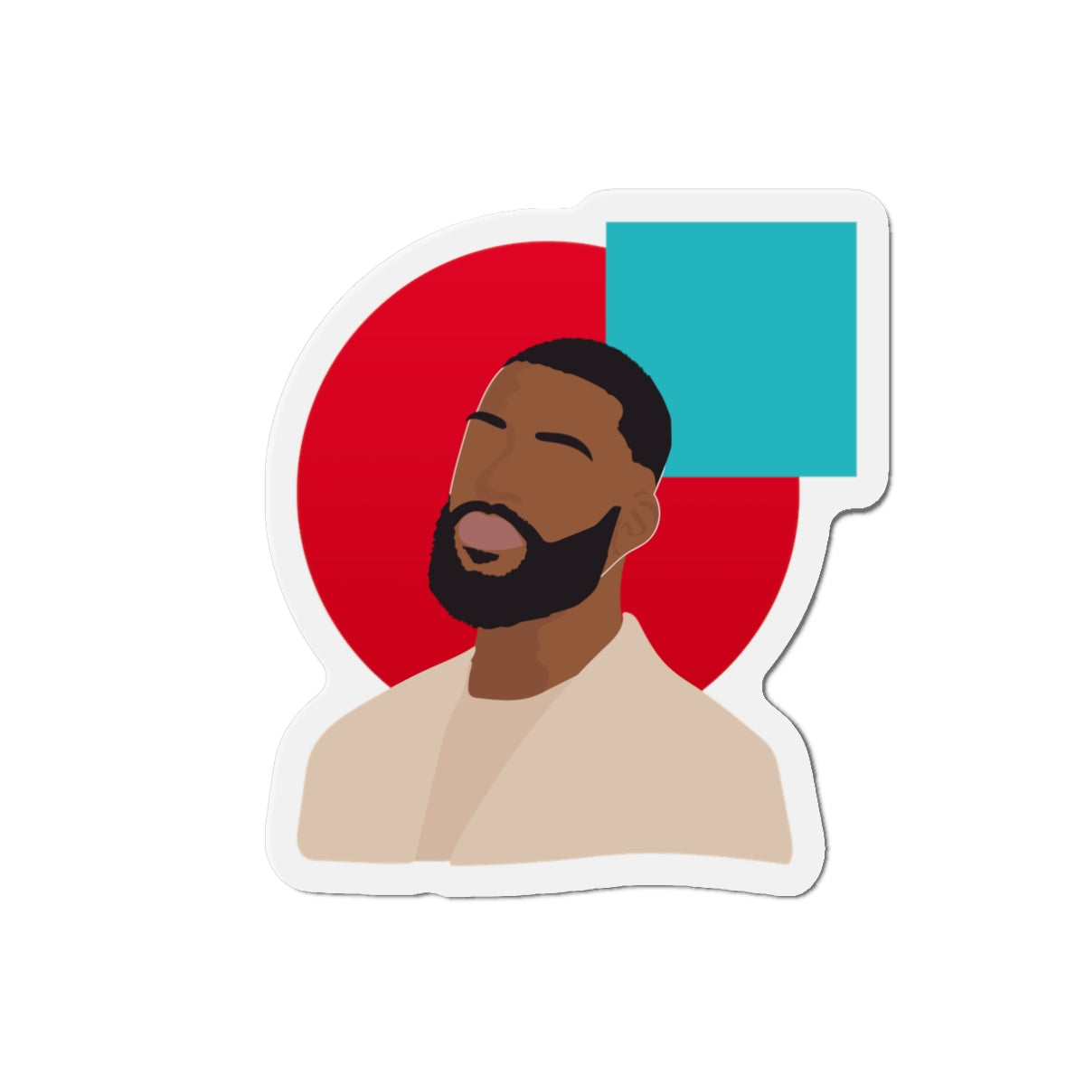 Minimal Portrait Magnet with Bold Red Circle & Teal Accent — Magnets