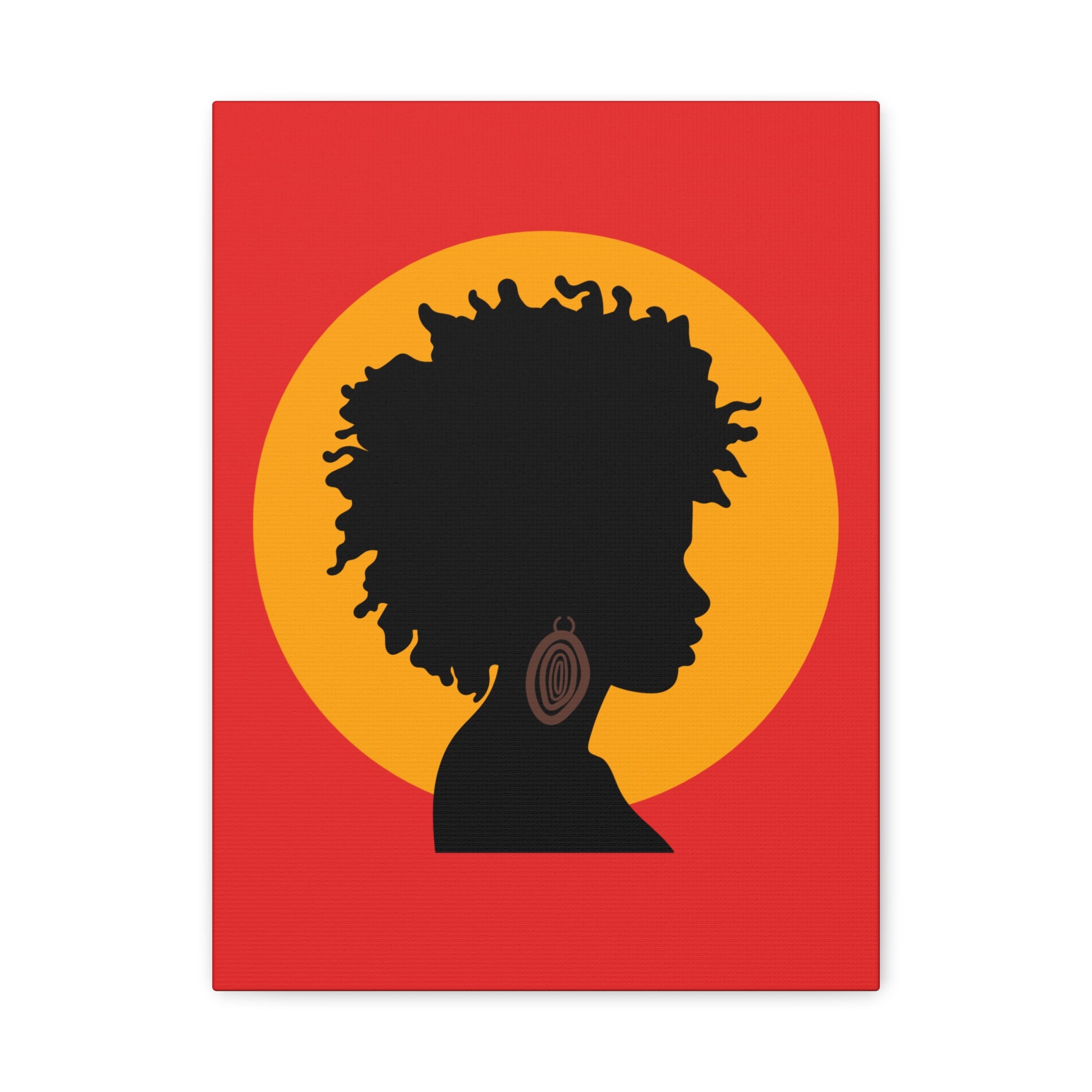 Black Woman Profile with Afro & Earring - Canvas Art