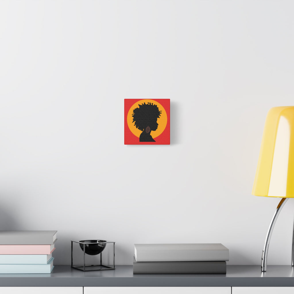 Black Woman Profile with Afro & Earring - Canvas Art