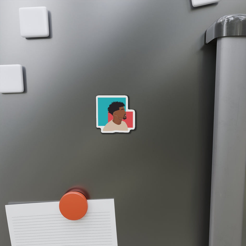 Minimal Afro Male Profile — Die-Cut Magnet