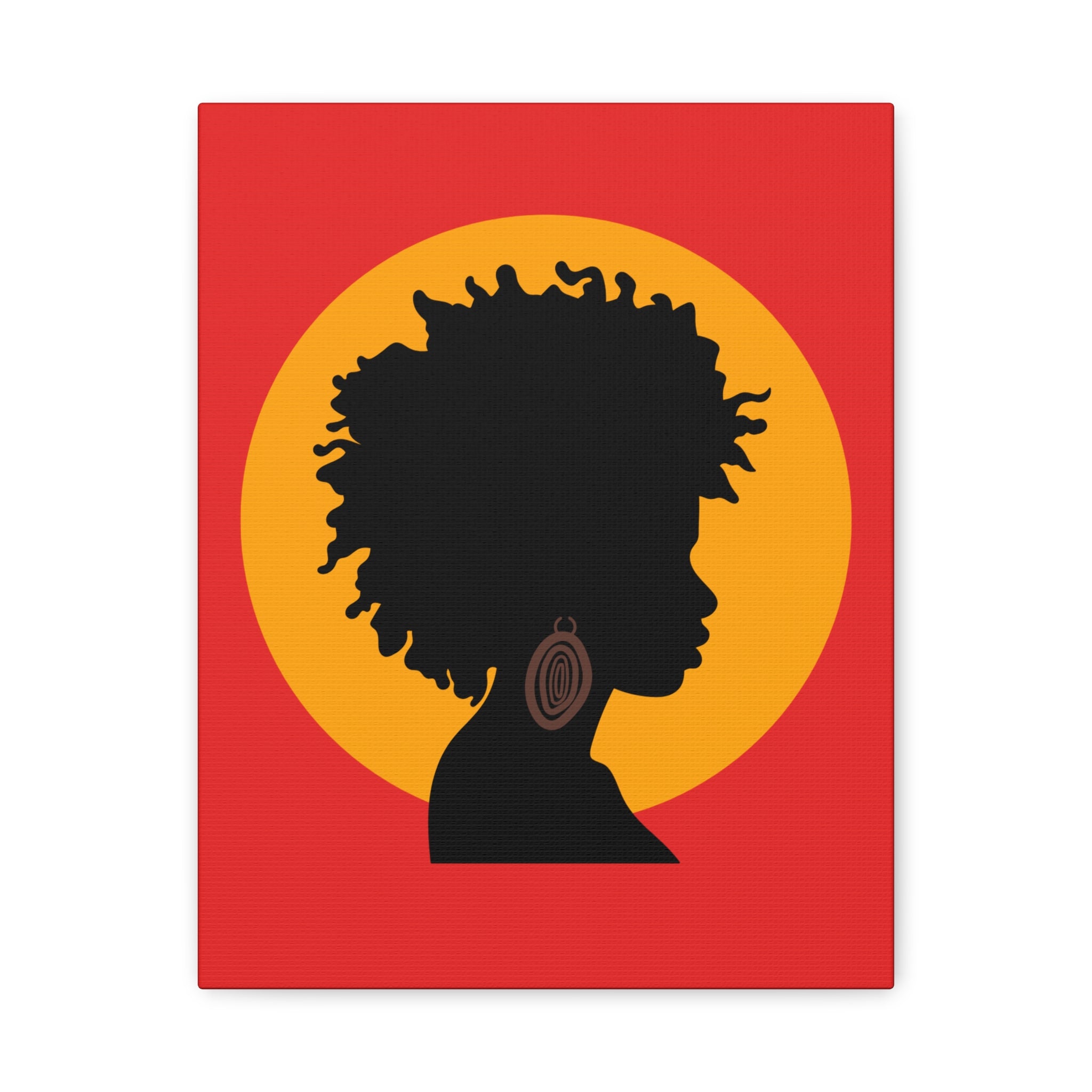 Black Woman Profile with Afro & Earring - Canvas Art