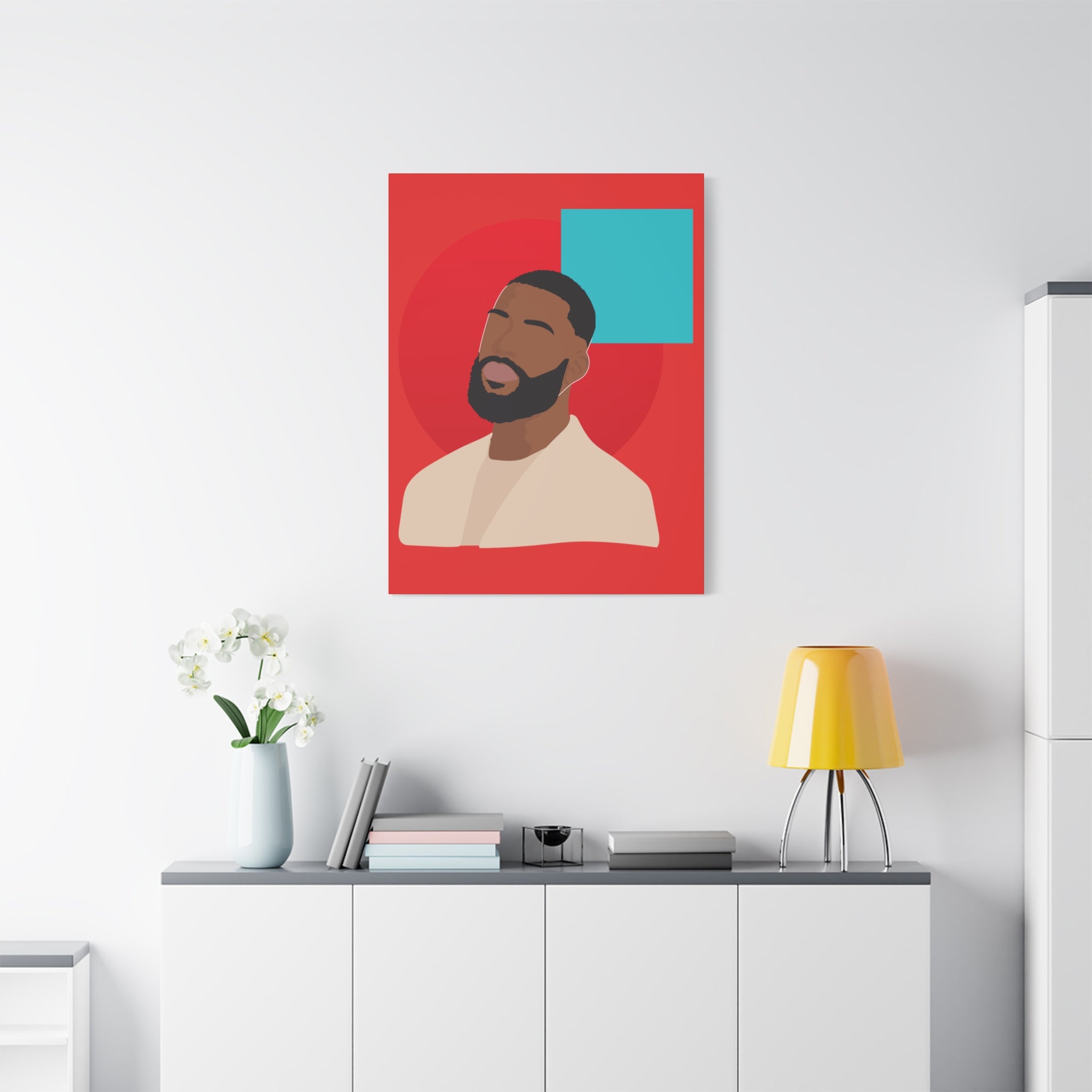 Male Modern Red & Teal — Canvas Art