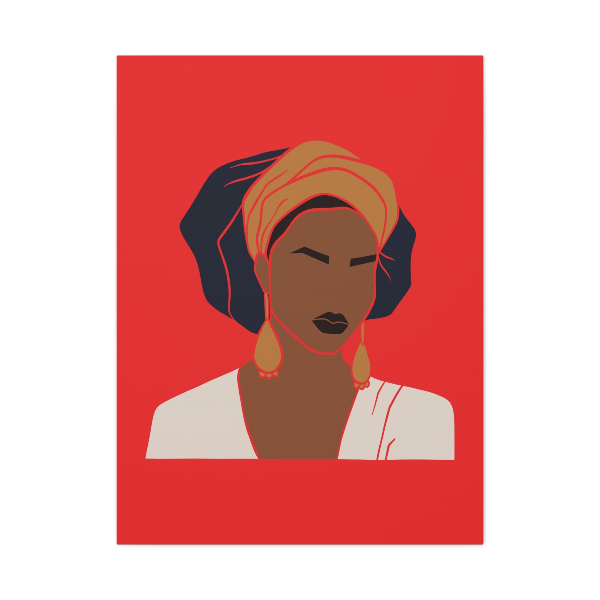 Bold Afrocentric Woman Portrait on Red - Canvas Art
