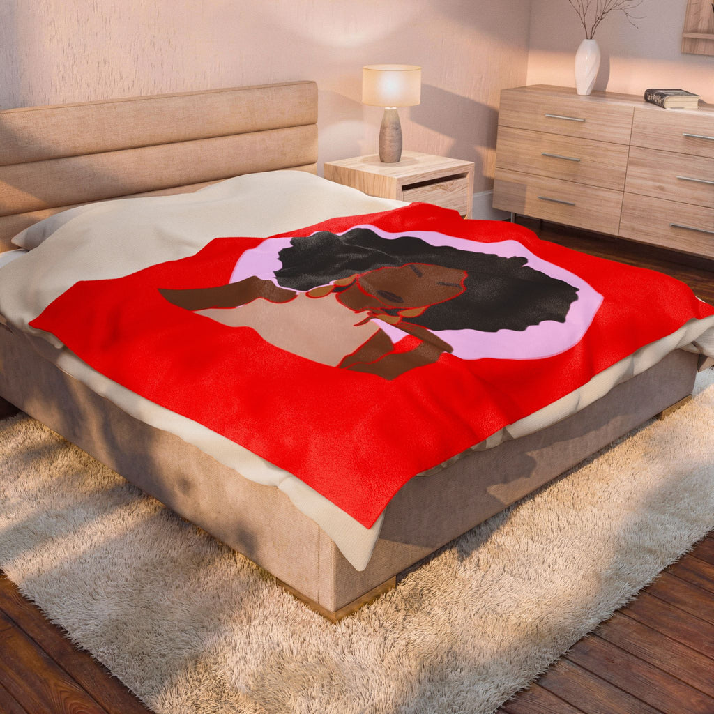 Afrocentric Woman in Red - Blanket